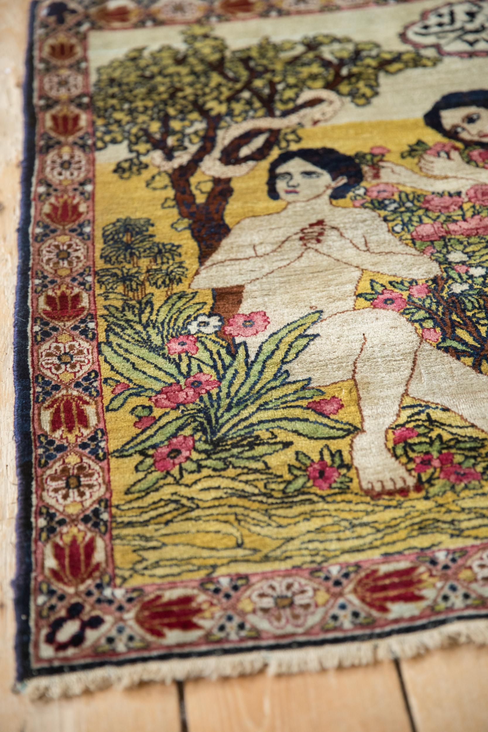 Hand-Knotted Antique Fine Kerman Rug Mat For Sale