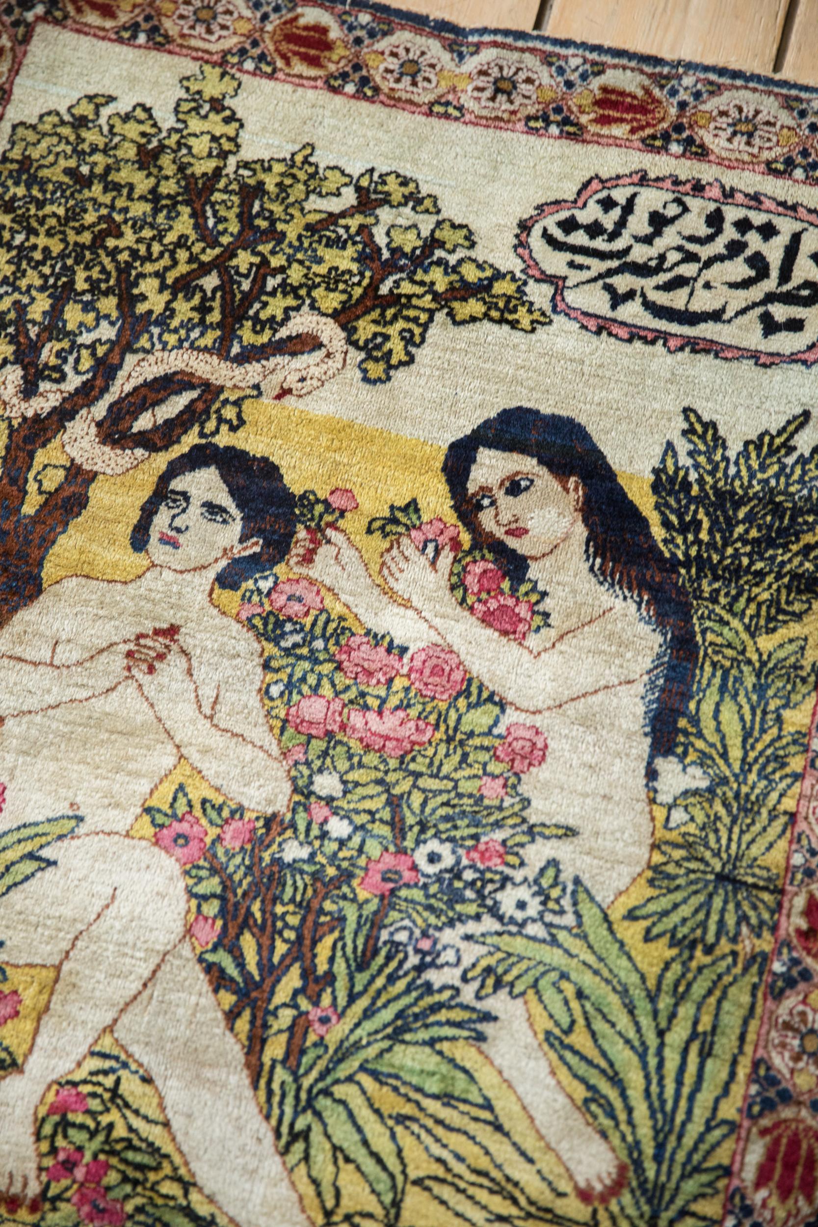 Antique Fine Kerman Rug Mat In Good Condition For Sale In Katonah, NY