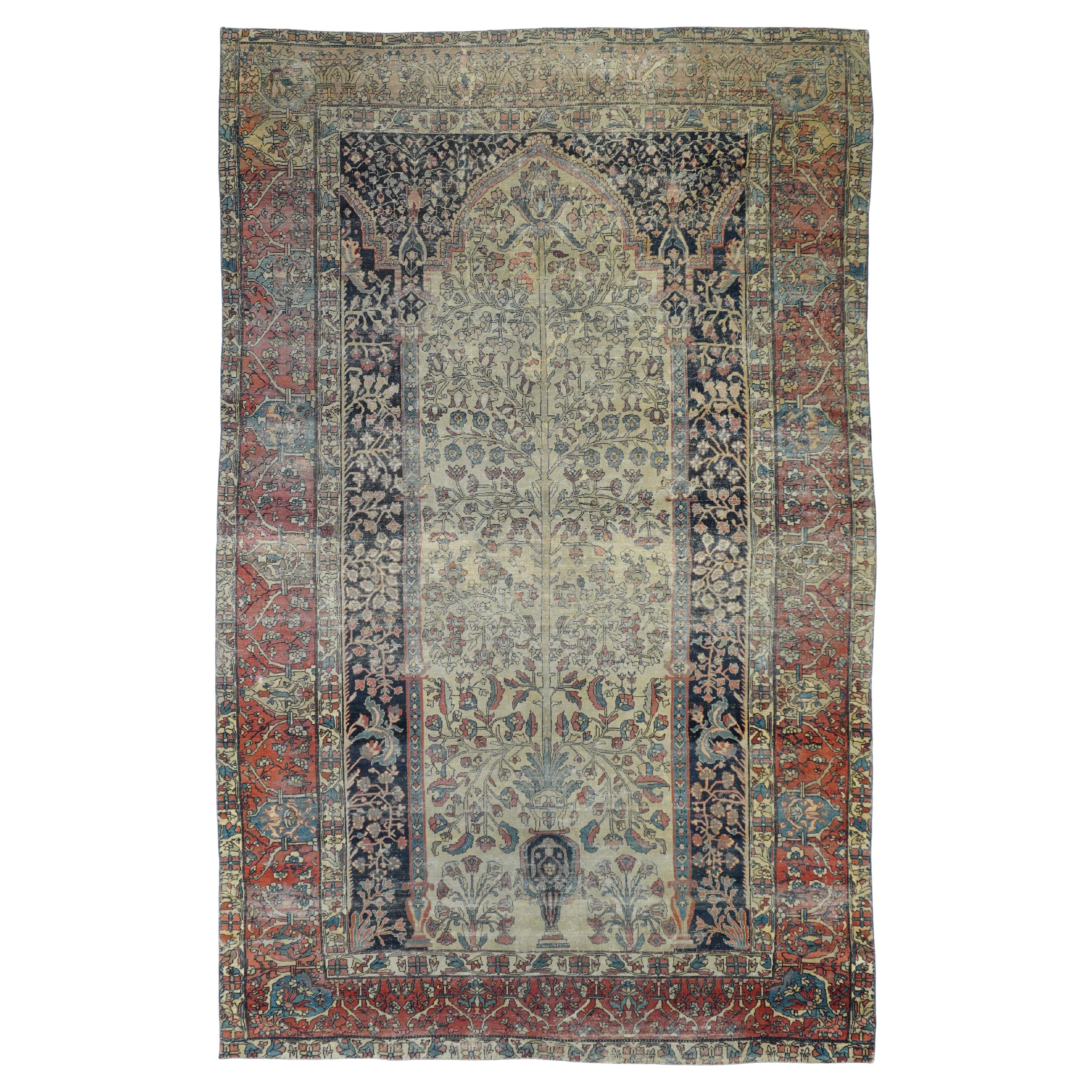 Antike Fein Mohtasham Kashan Teppich 5'5" x 8'8