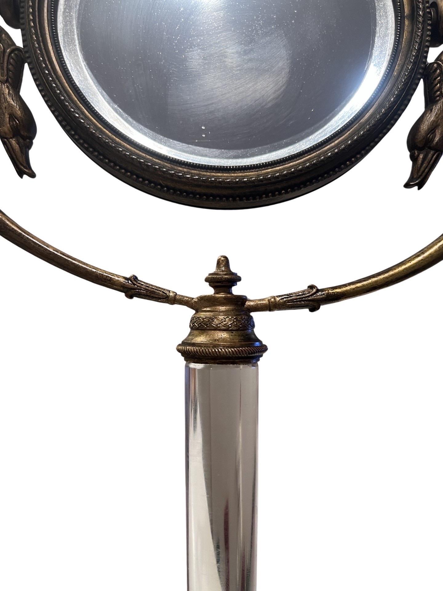 Antique Fine Neoclassical Gilt Bronze & Glass Vanity Mirror W/ Swan Supports Bon état - En vente à Atlanta, GA