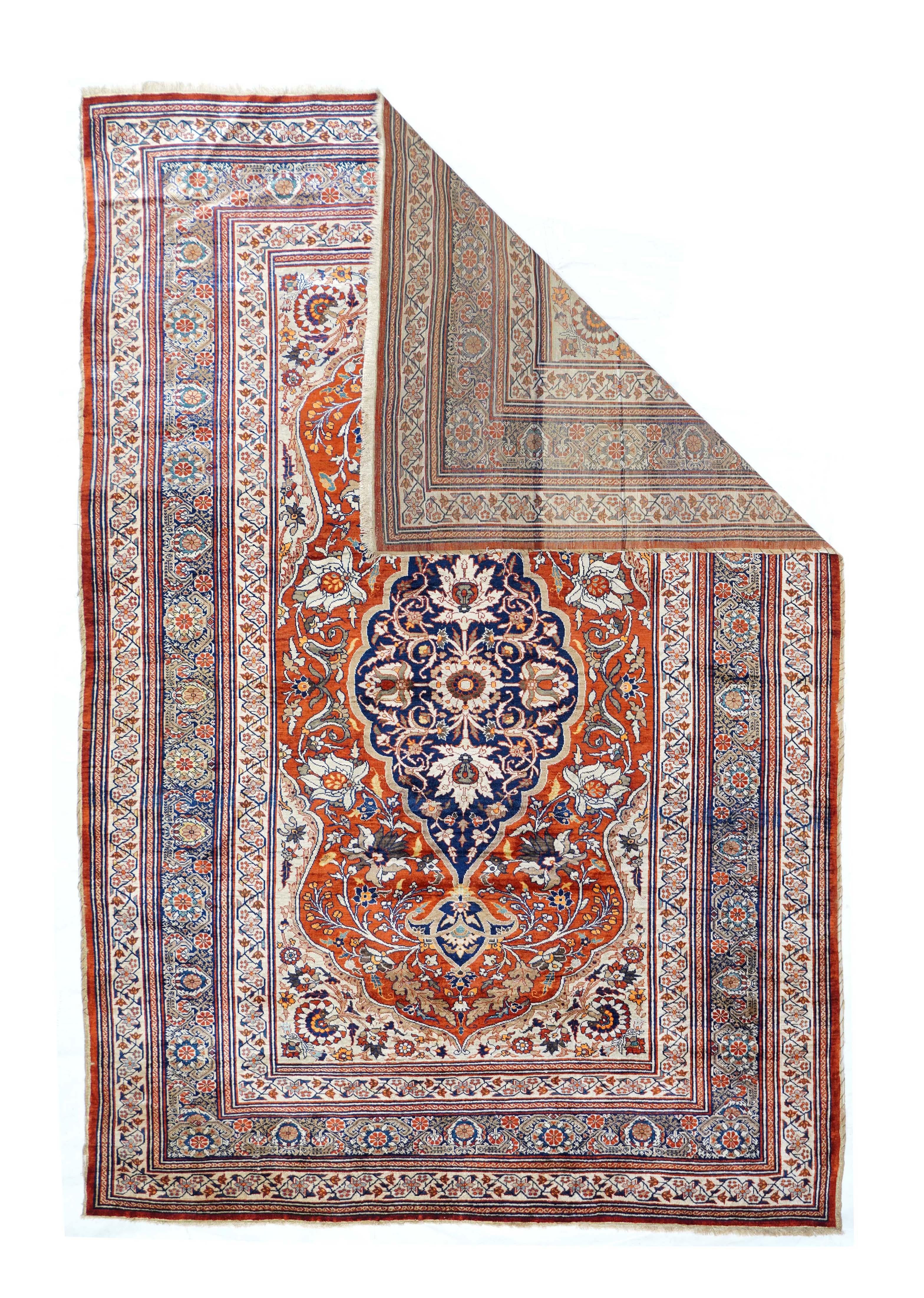 Antique Fine Persian Heriz silk Rug 4’3” x 6’5”. The numerous rugs of the famous NW Persian weaving district, from small scatters to giant carpets and a few runners, in semi-geometric medallion, centralised and strictly allover patterns, on cotton