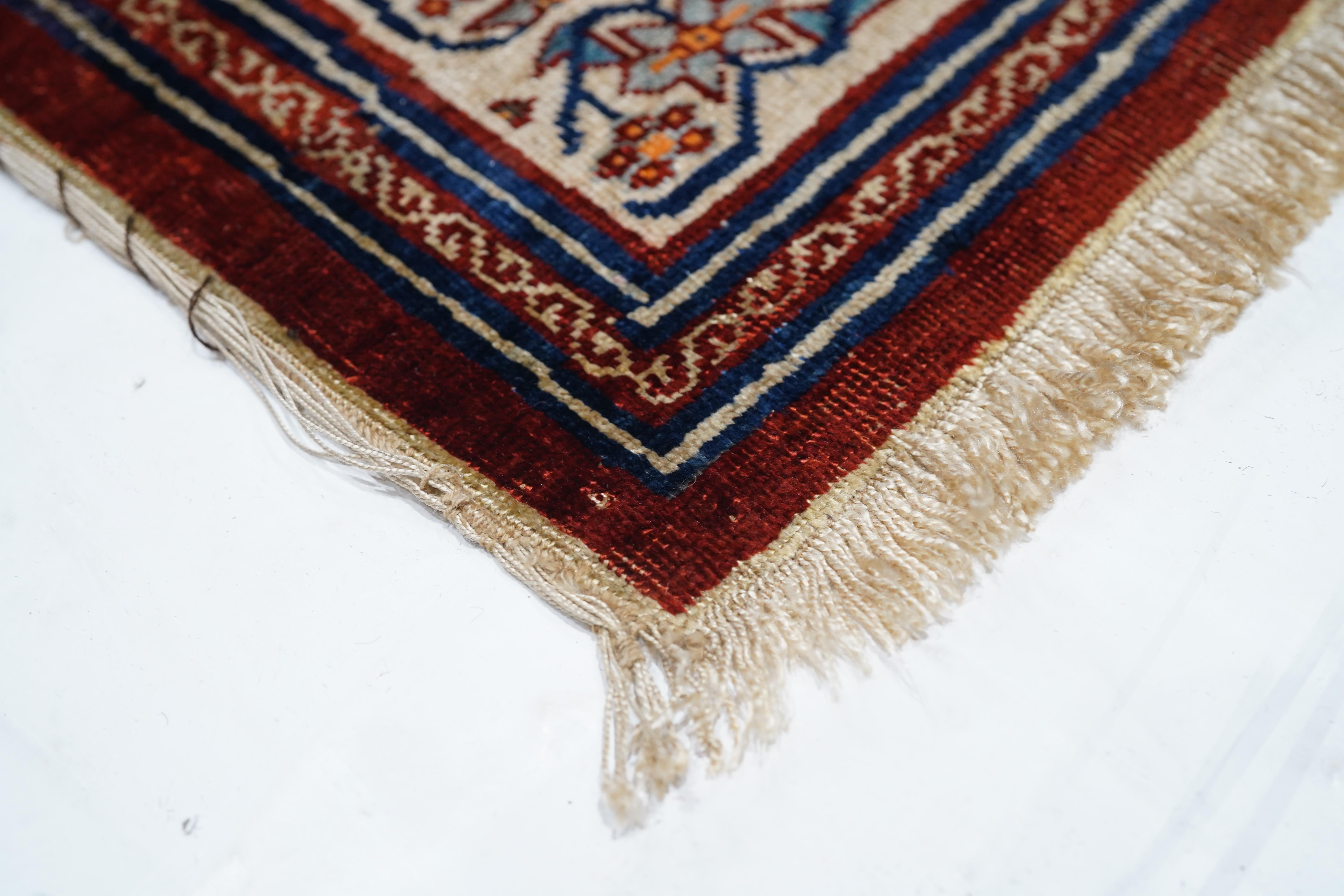 Hand-Knotted Antique Fine Persian Heriz silk Rug 4’3” x 6’5” For Sale