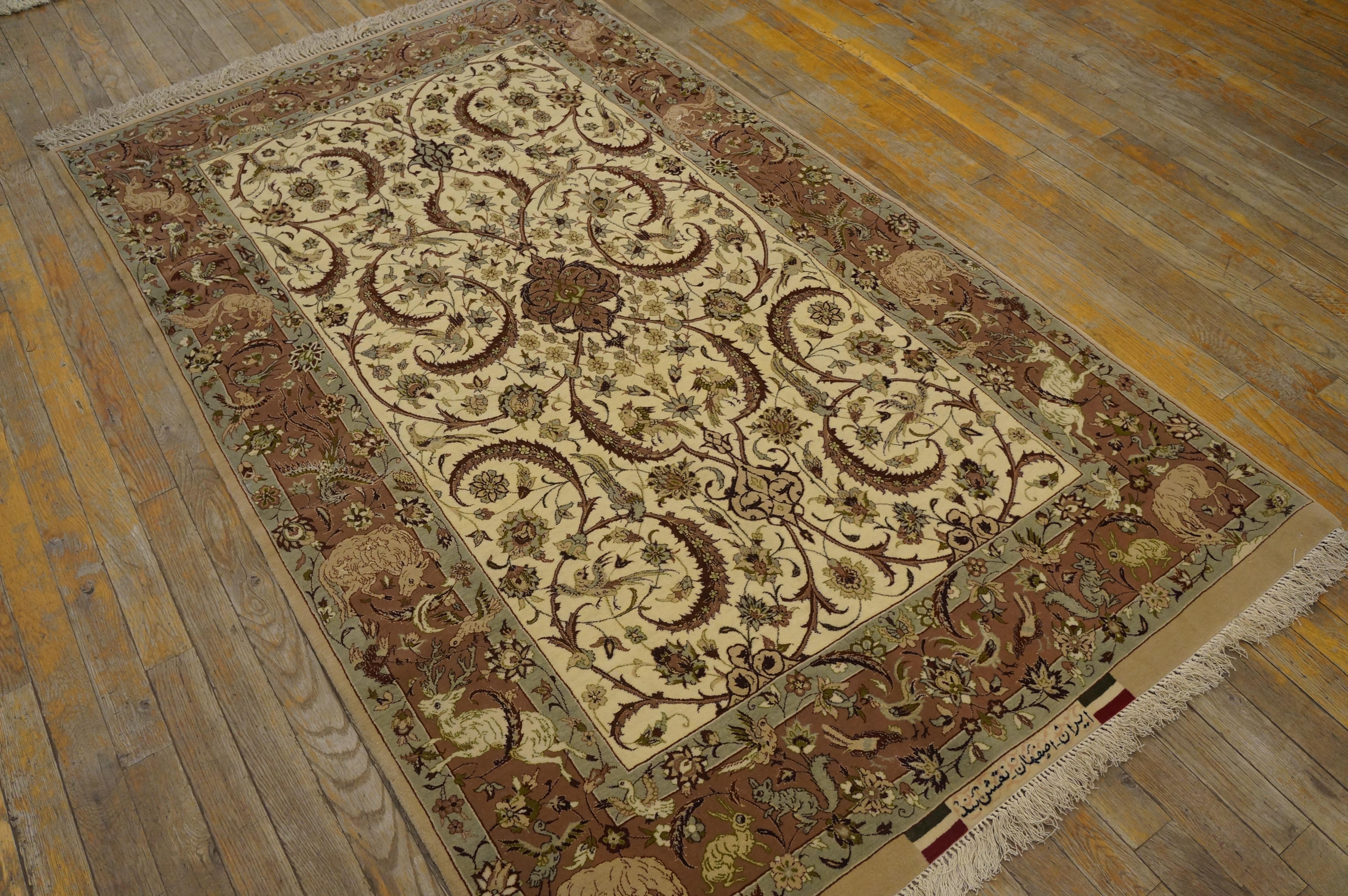 Antique fine Persian Isfahan rug. Measures: 3'6