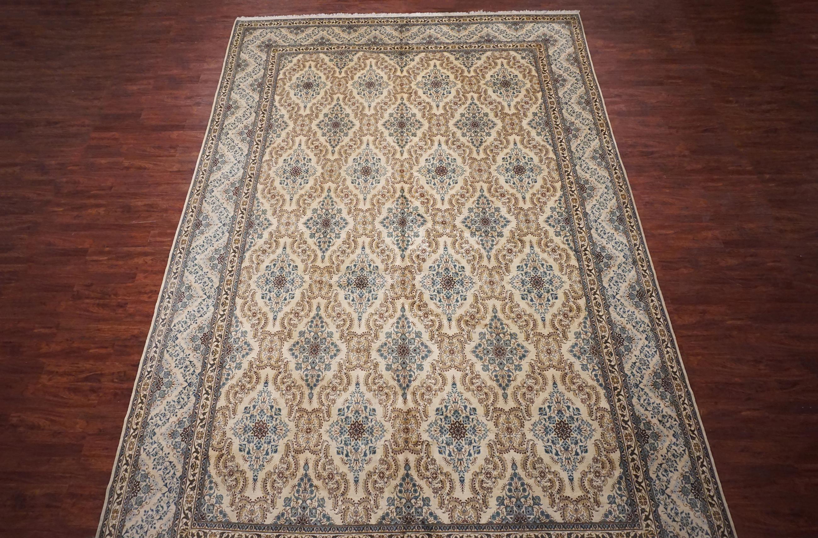 Hand-Knotted Antique Fine Persian Kashan For Sale