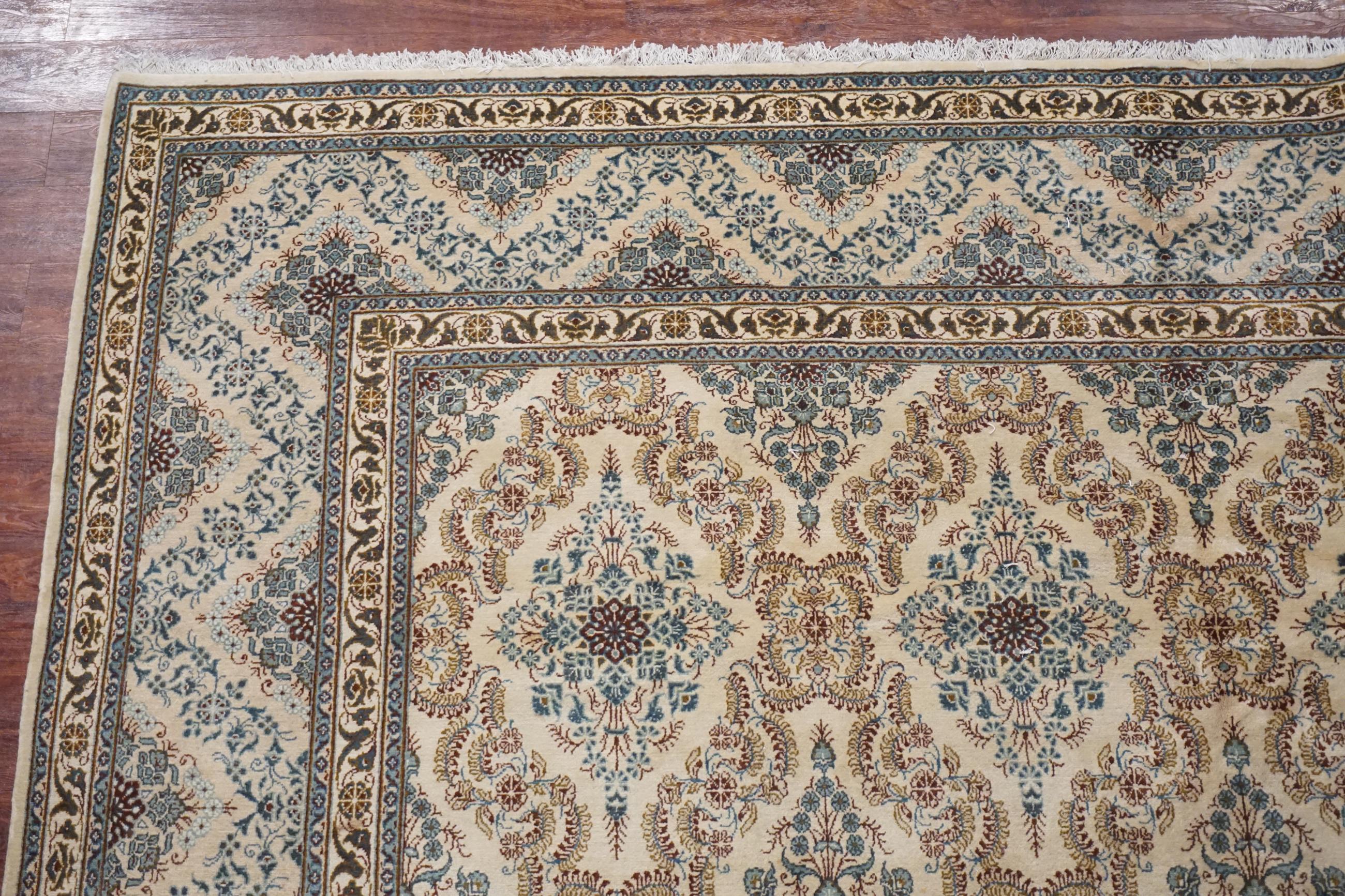 Wool Antique Fine Persian Kashan For Sale