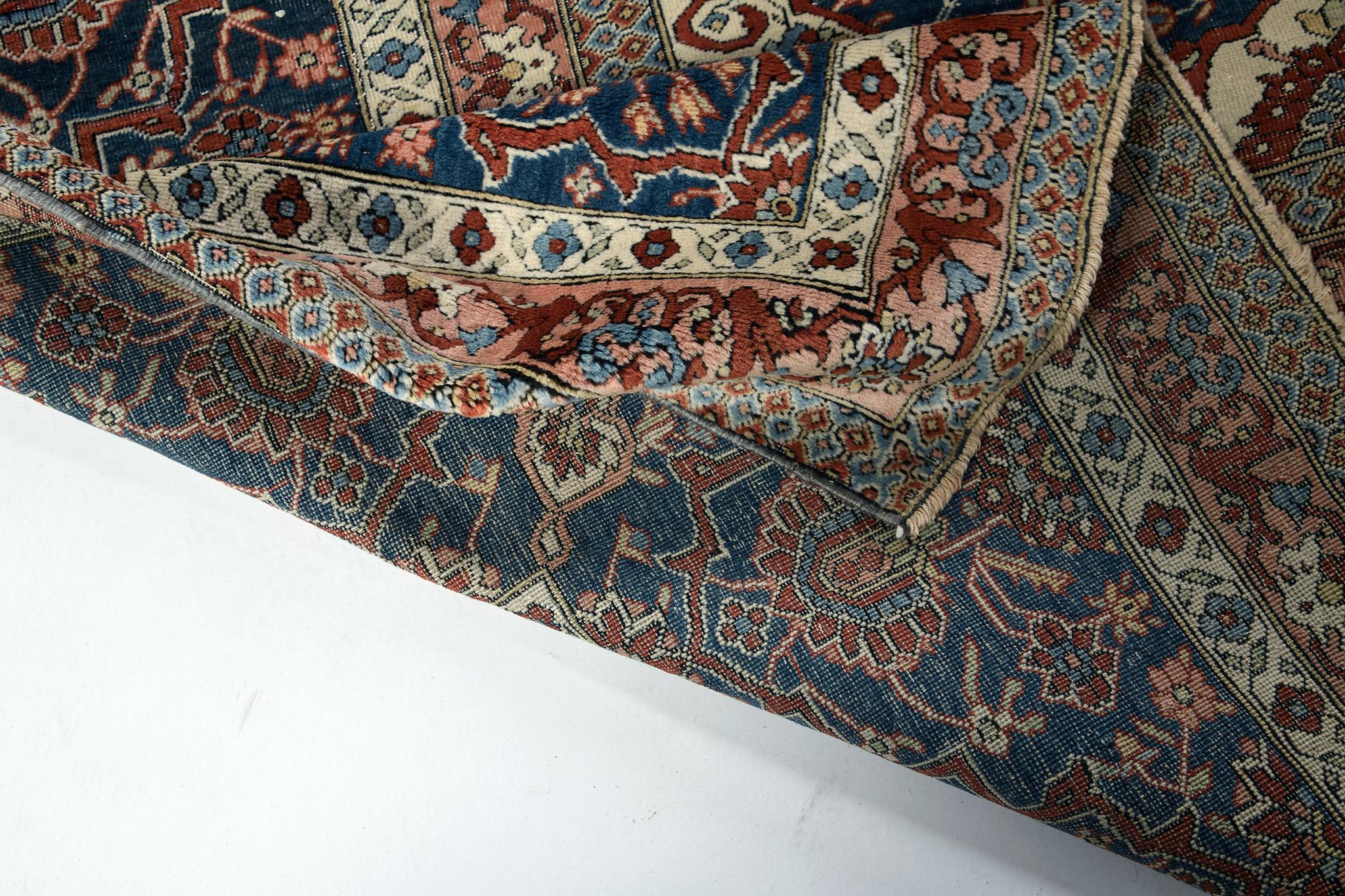 Fine XIX secolo Antico tappeto persiano Kashan 57499 in vendita
