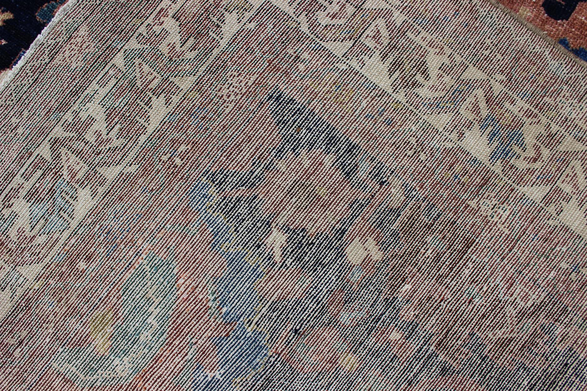 Antiker, feiner persischer Malayer-Teppich mit All-Over-Design in Marineblauem Feld im Angebot 8