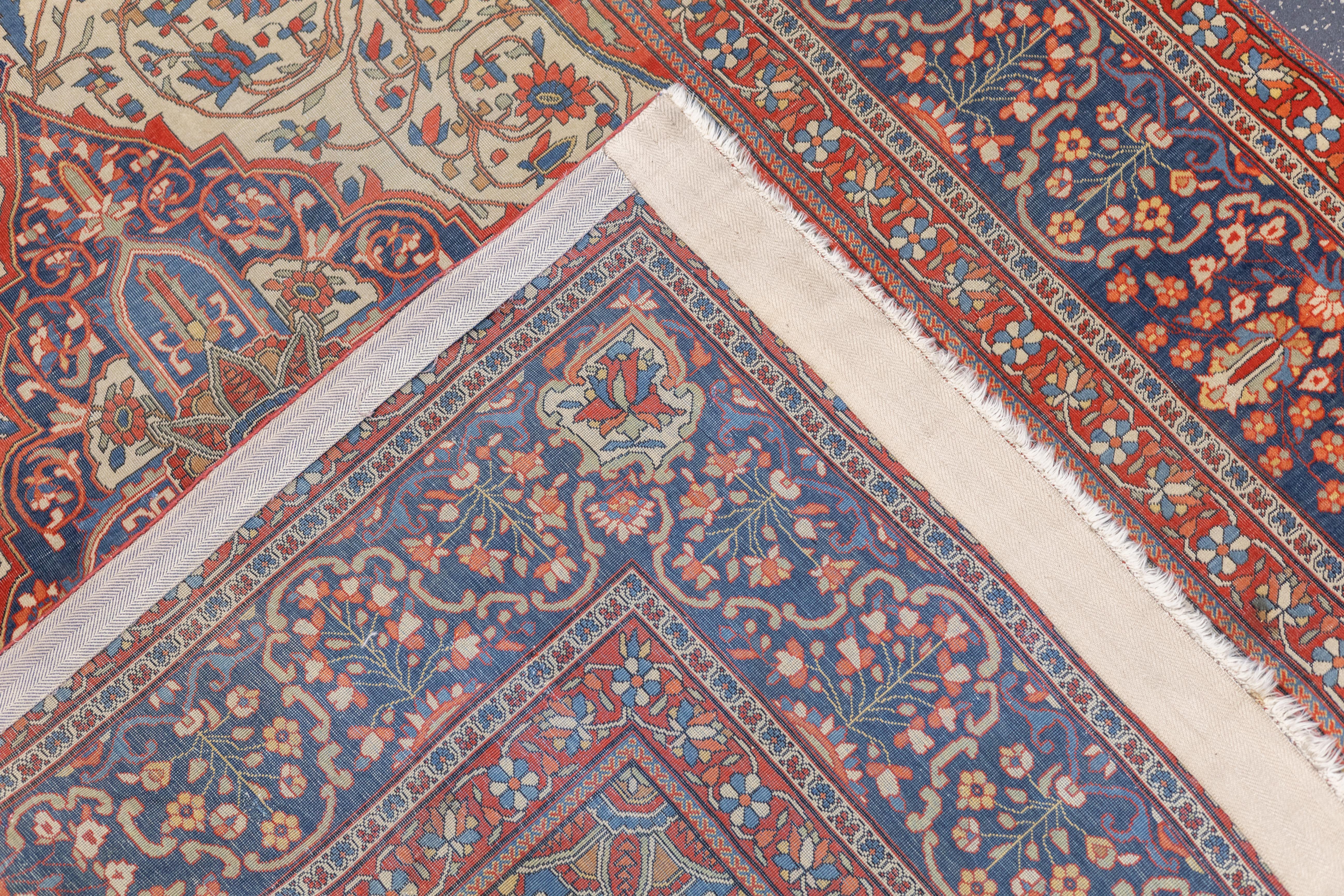 Antike feine persische Mohtasham Kashan Teppich 4'5