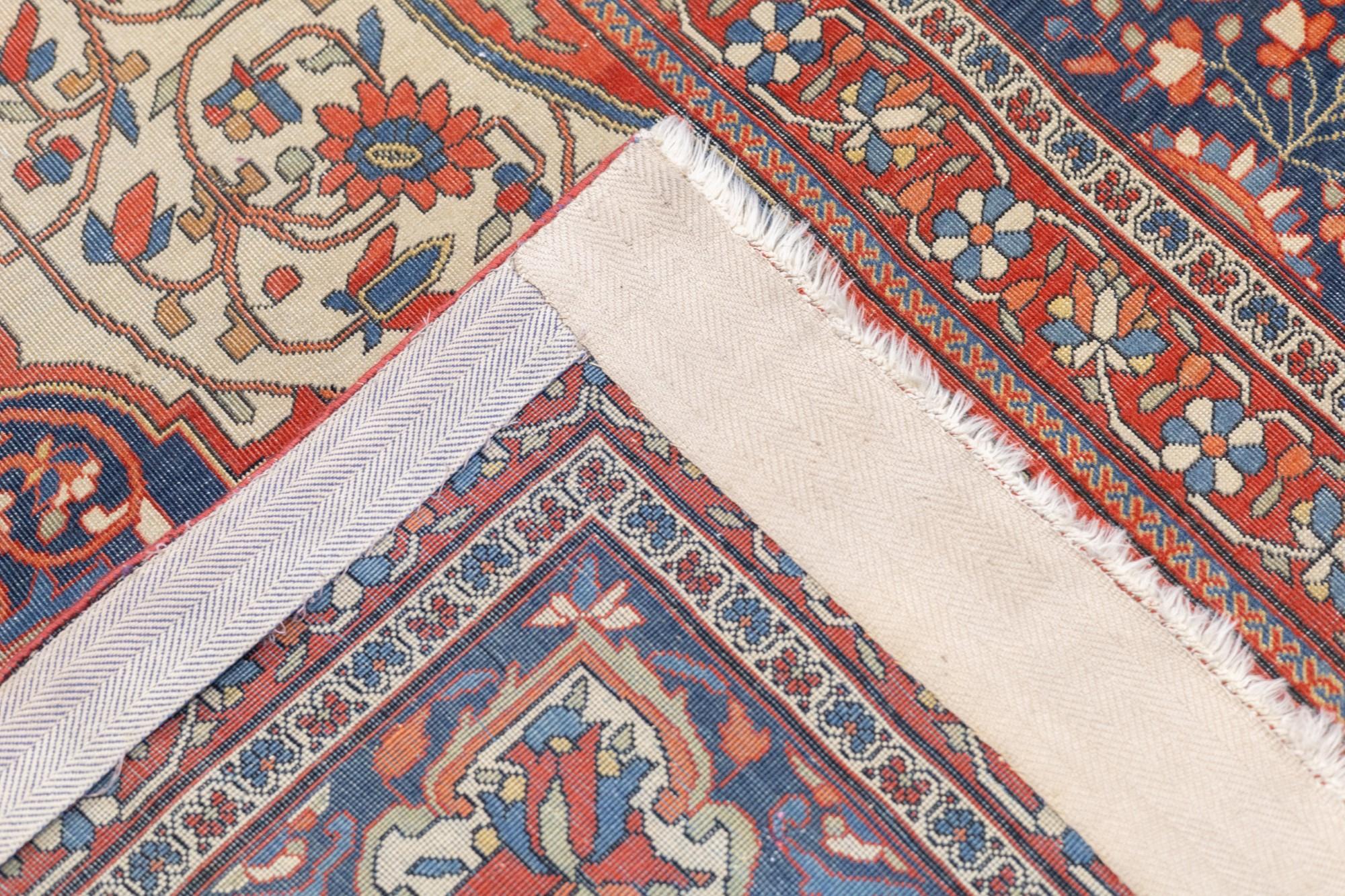 Antike feine persische Mohtasham Kashan Teppich 4'5