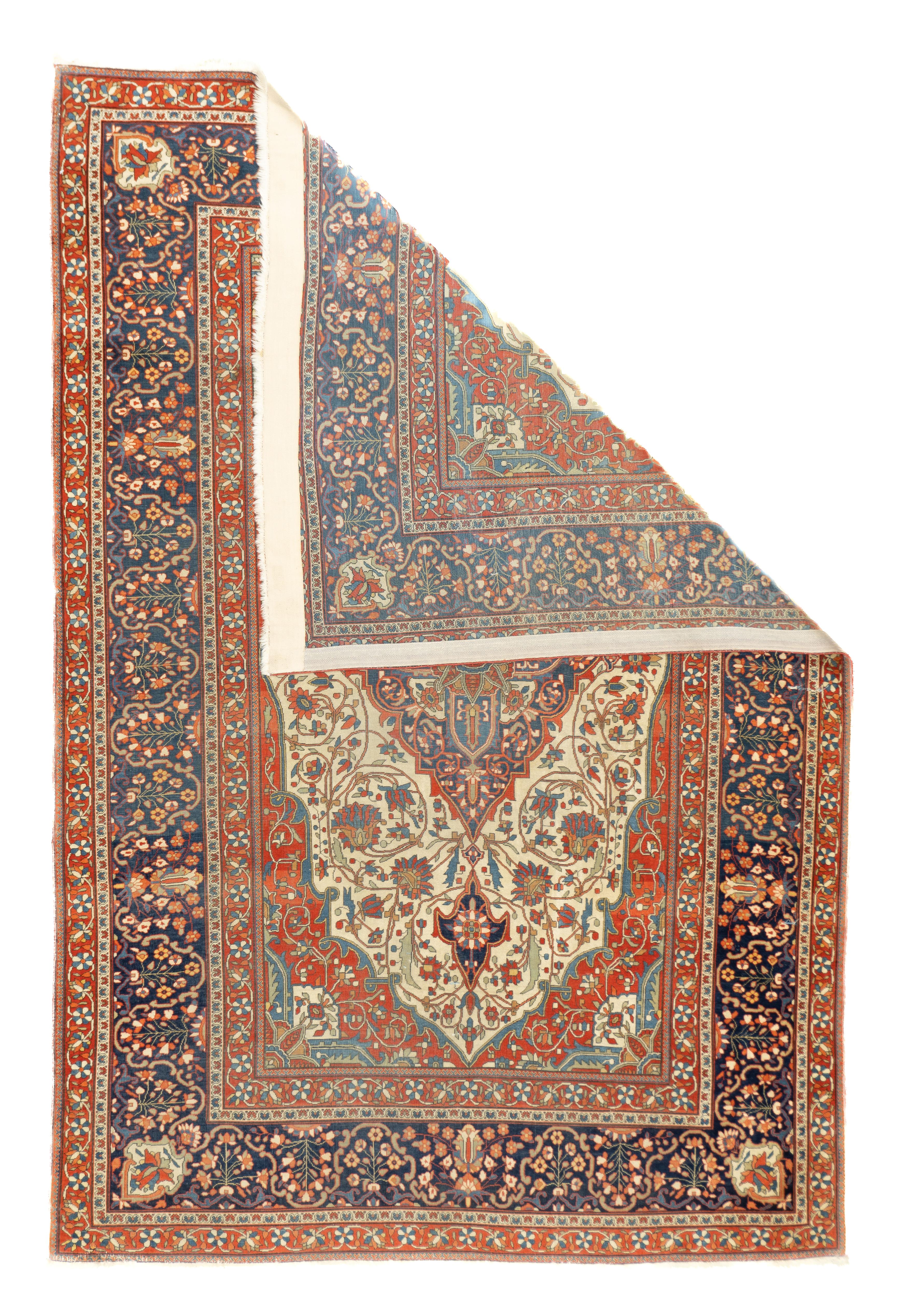 Antike feine persische Mohtasham Kashan Teppich 4'5