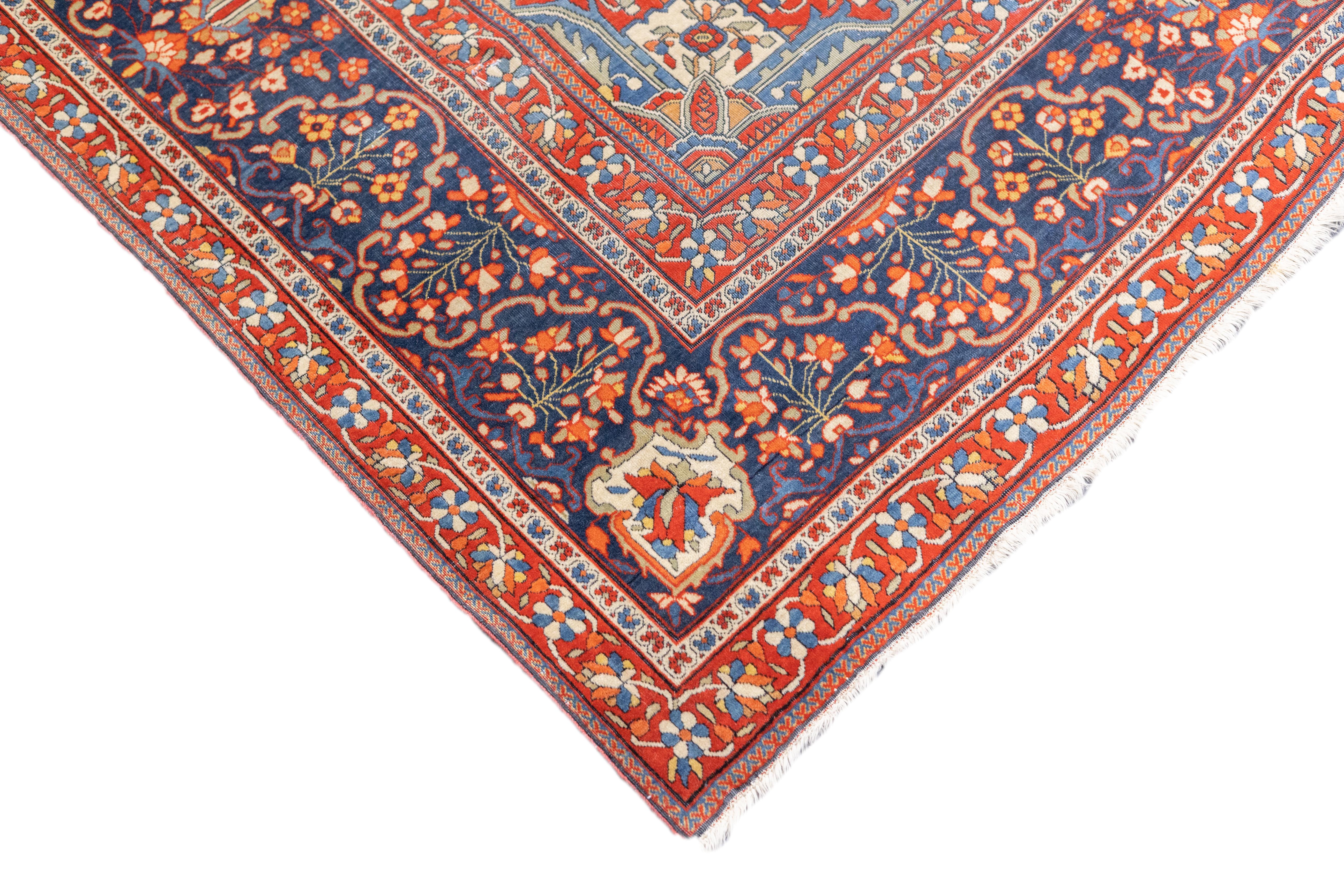 Antike feine persische Mohtasham Kashan Teppich 4'5