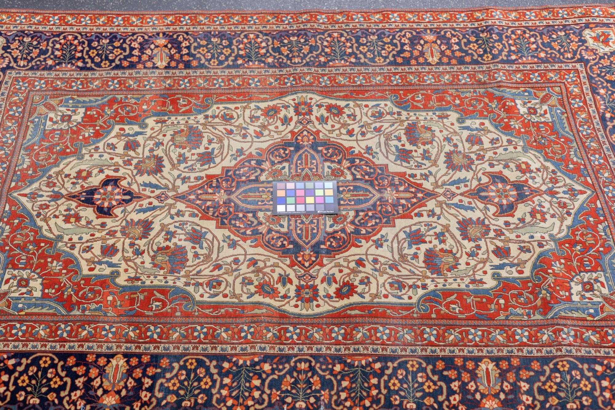 Antike feine persische Mohtasham Kashan Teppich 4'5