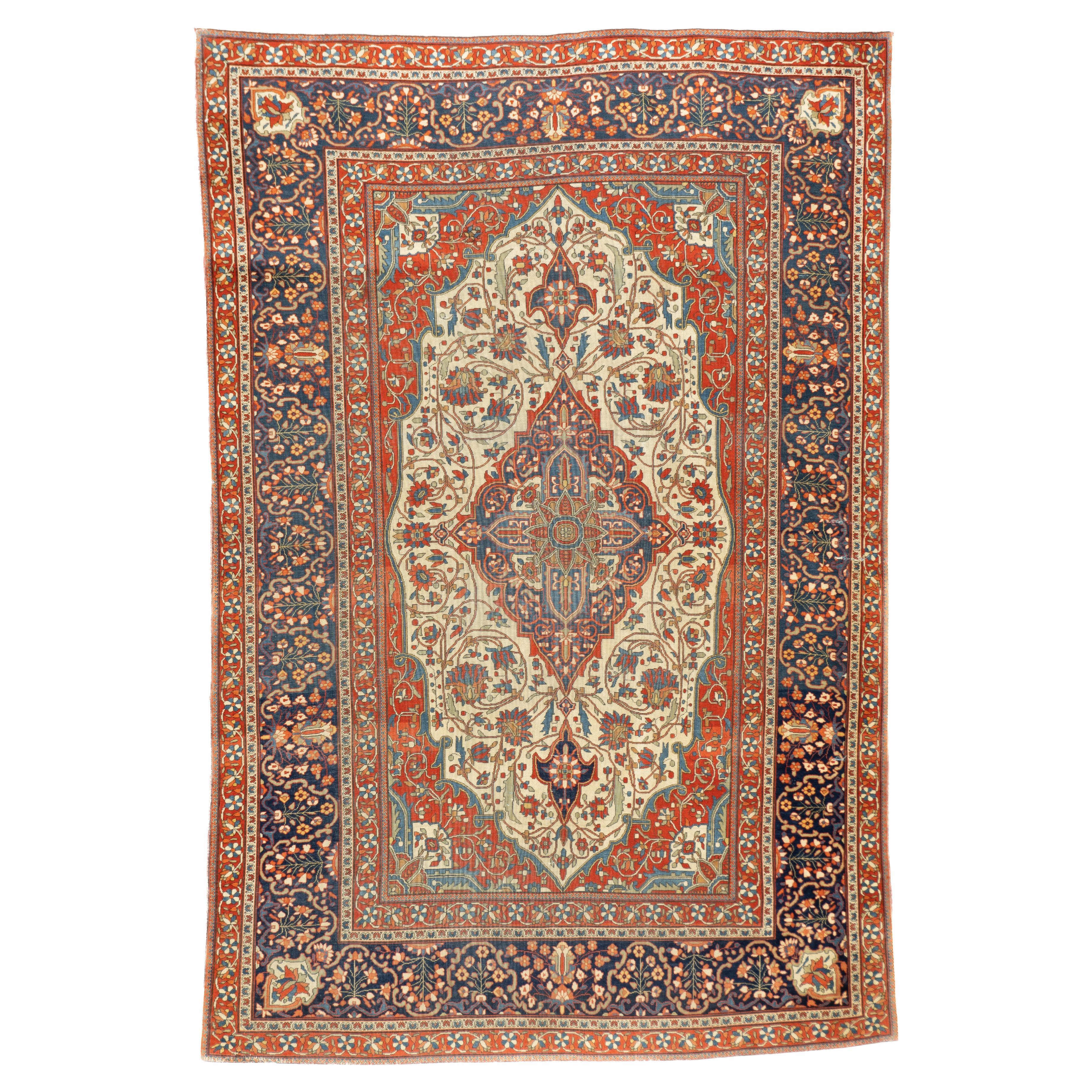Antique Fine Persian Mohtasham Kashan Rug 4’5" x 6’8”
