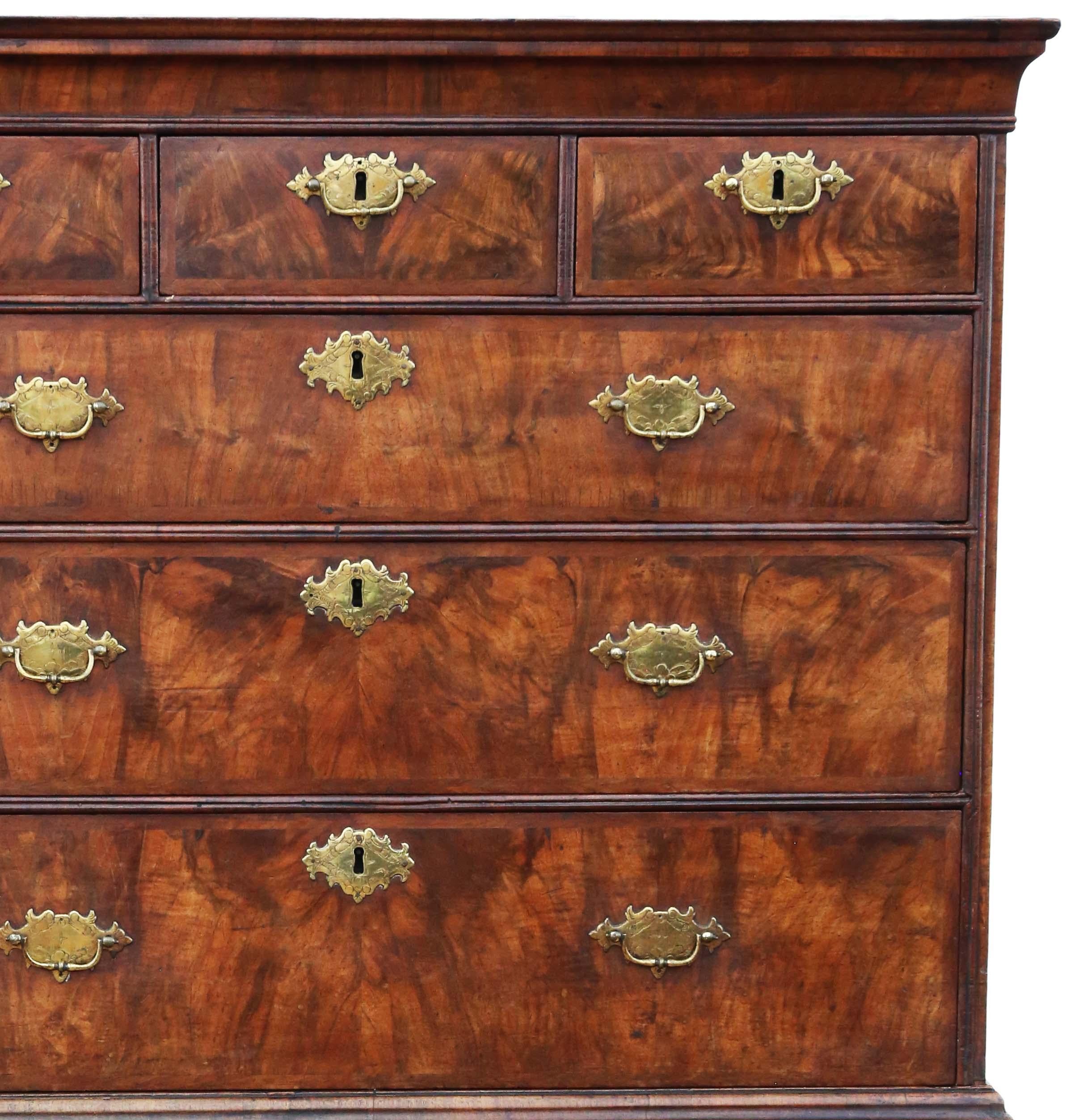 Antique fine quality 18th Century burr walnut tallboy chest on chest of drawers In Good Condition For Sale In Wisbech, Cambridgeshire