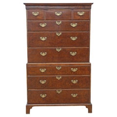Antique fine quality 18th Century burr walnut tallboy chest on chest of drawers