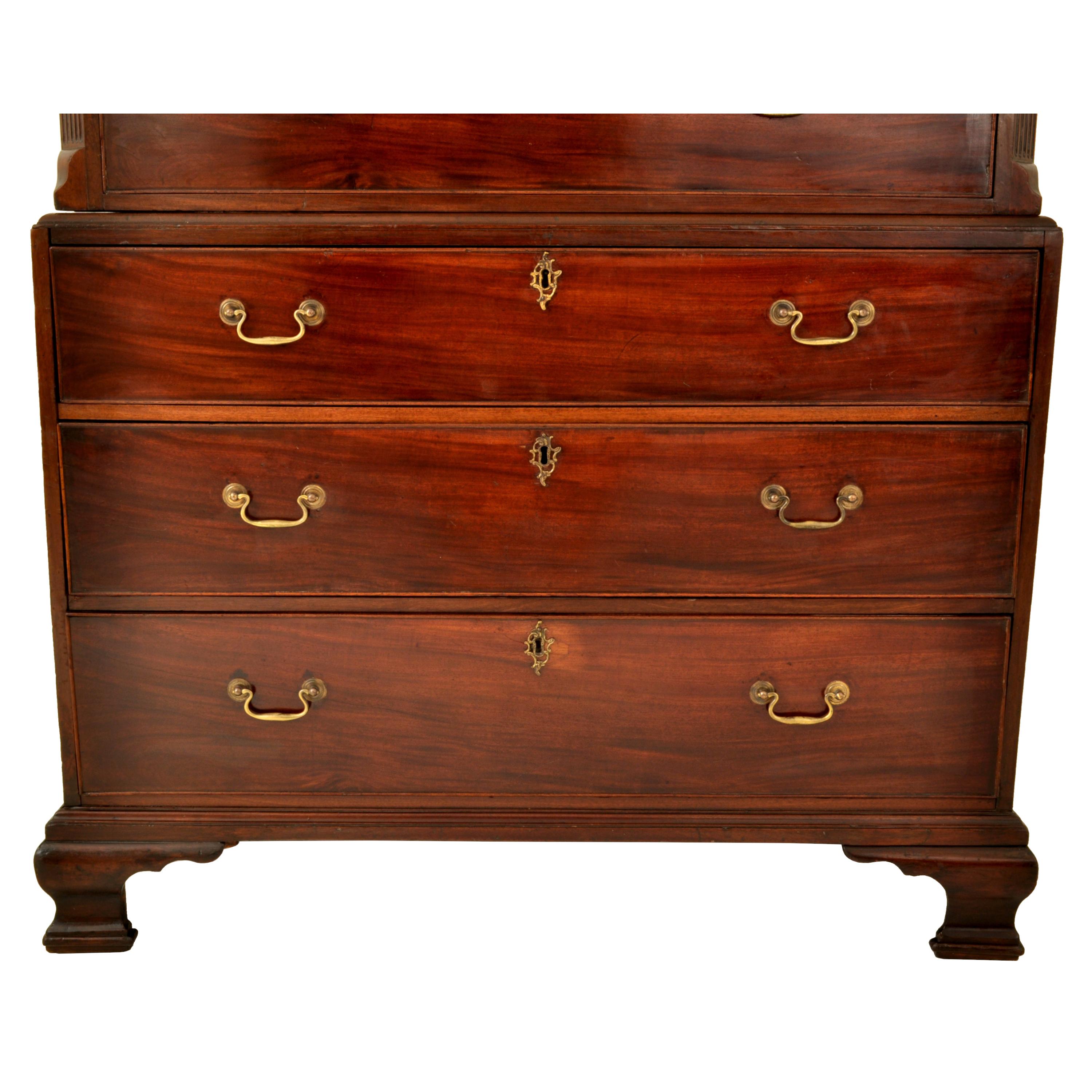 Antique Fine Quality 18th Century Georgian Mahogany Chest on Chest Tallboy, 1780 In Good Condition In Portland, OR