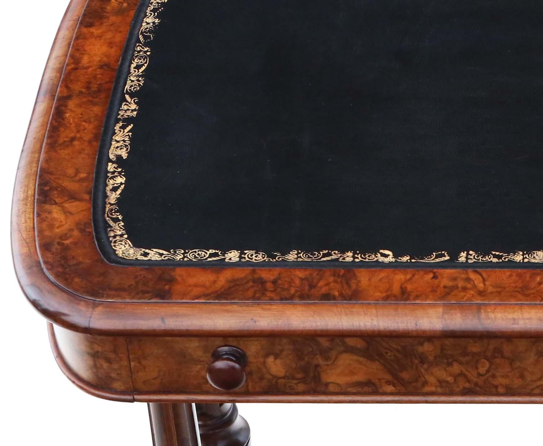 Ancienne table à écrire bibliothèque en ronce de noyer du 19ème siècle en vente 4