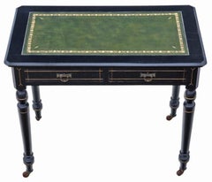 Antique Fine Quality 19th Century Ebonised Writing Dressing Table Desk