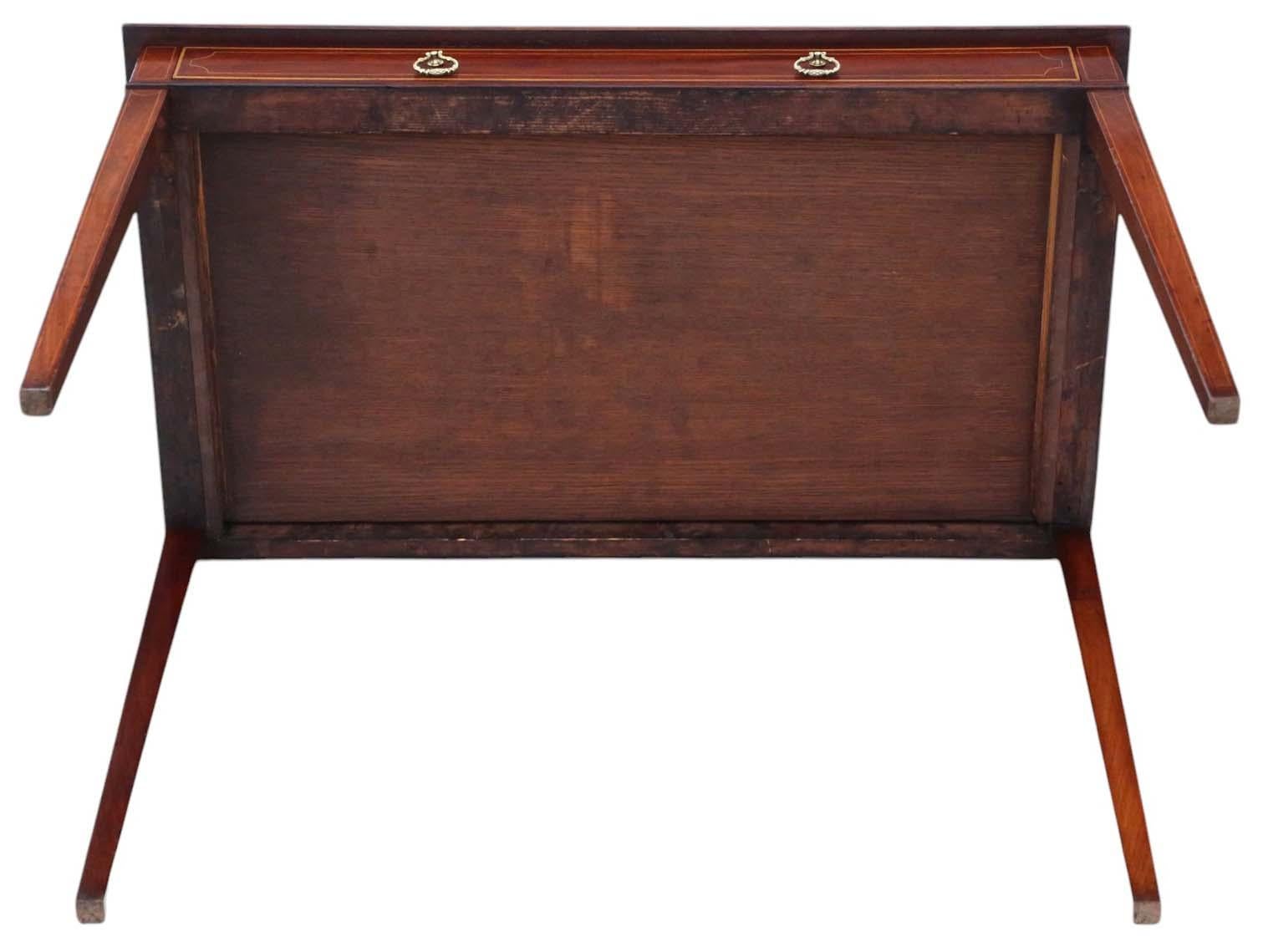 Ancienne table à écrire en acajou marqueté du 19e siècle, de belle qualité en vente 6