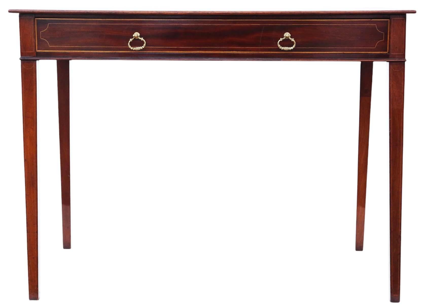 Ancienne table à écrire en acajou marqueté du 19e siècle, de belle qualité Bon état - En vente à Wisbech, Cambridgeshire