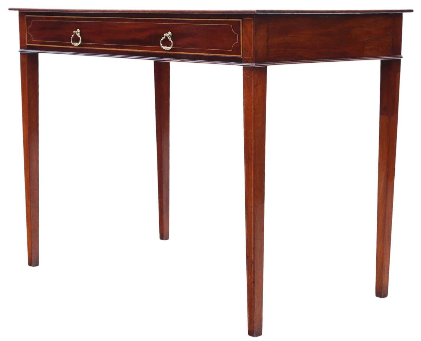 Ancienne table à écrire en acajou marqueté du 19e siècle, de belle qualité en vente 1