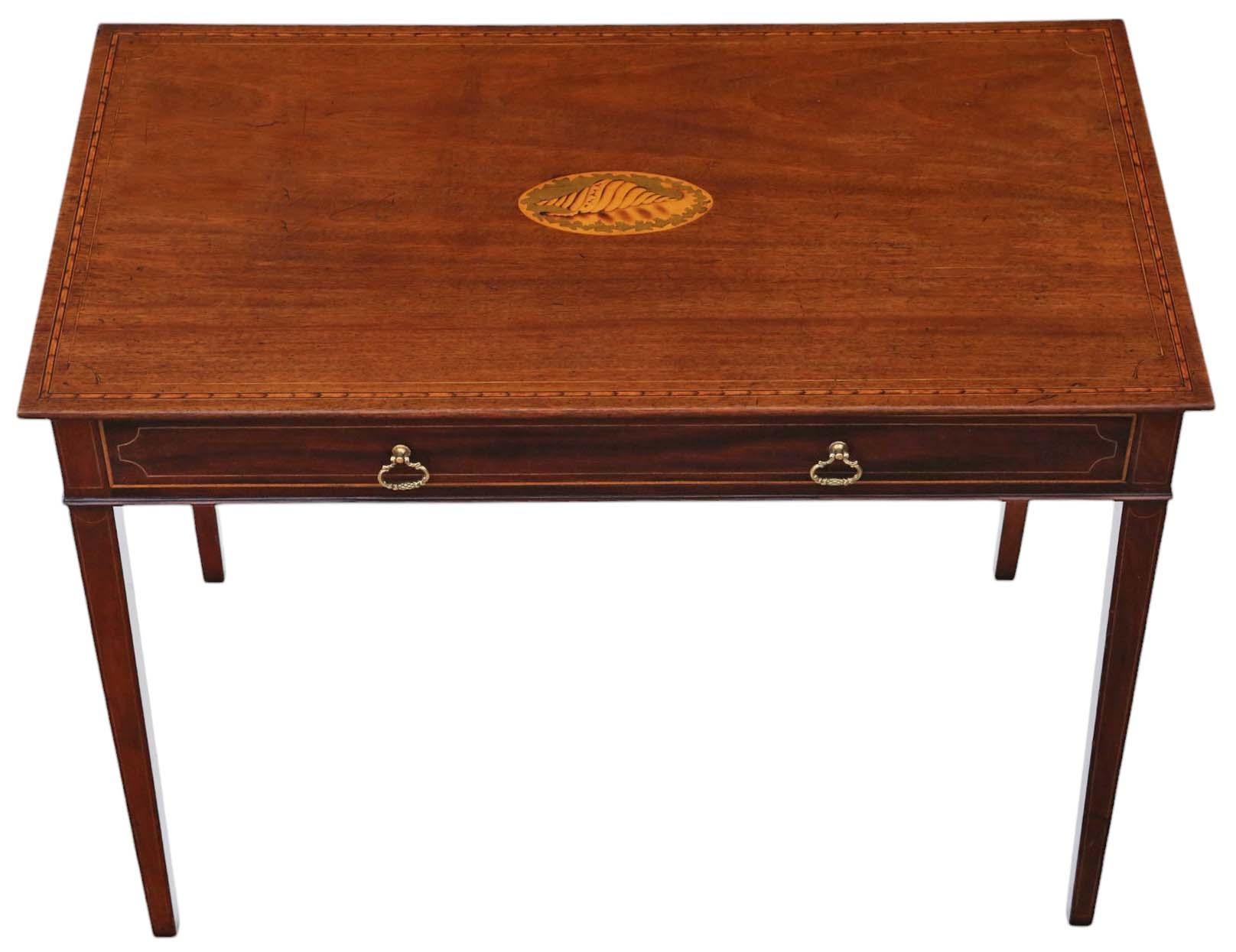 Ancienne table à écrire en acajou marqueté du 19e siècle, de belle qualité en vente 2