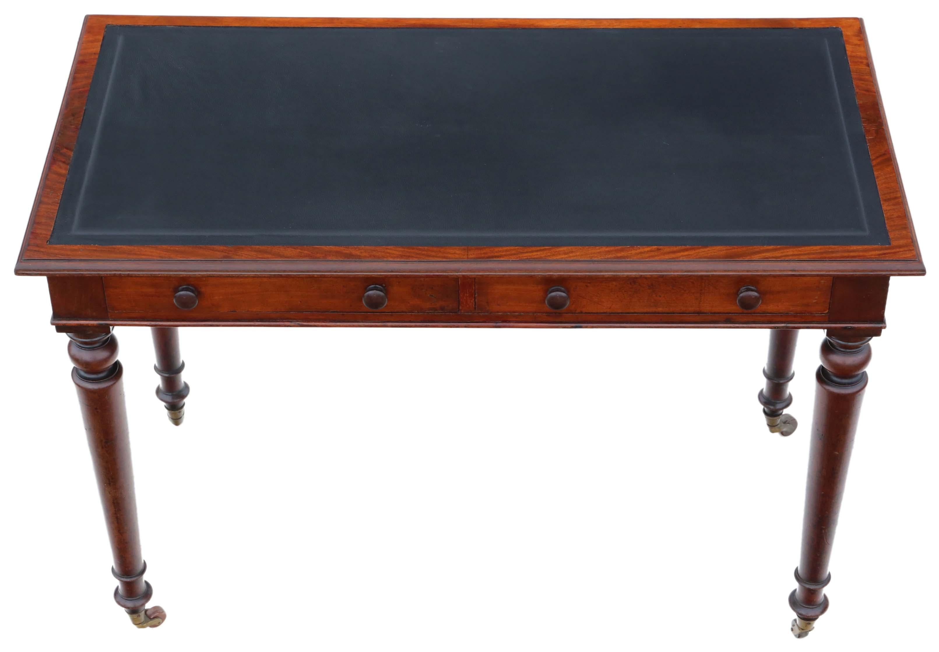 European Antique Fine Quality 19th Century Mahogany Writing Side Table Desk C1850