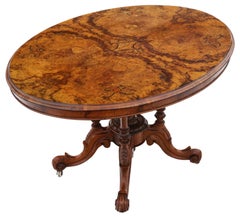 Antique Fine Quality Burr Walnut Marquetry Oval Loo Breakfast Dining Table