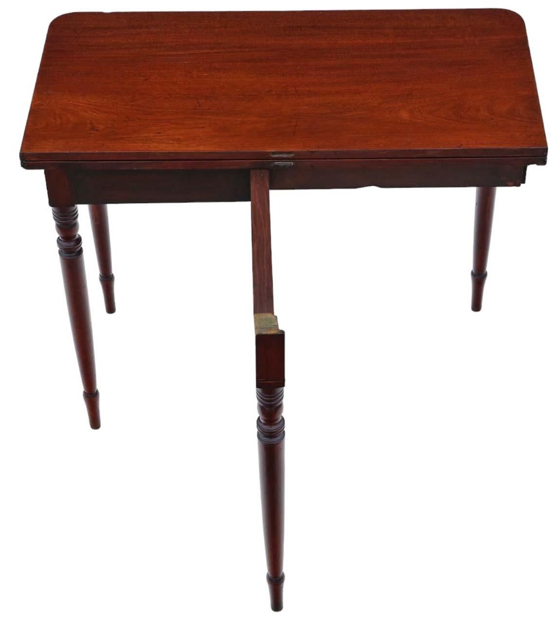 Antique Fine Quality C1800 Inlaid Mahogany Folding Card or Tea Table - Side For Sale 4