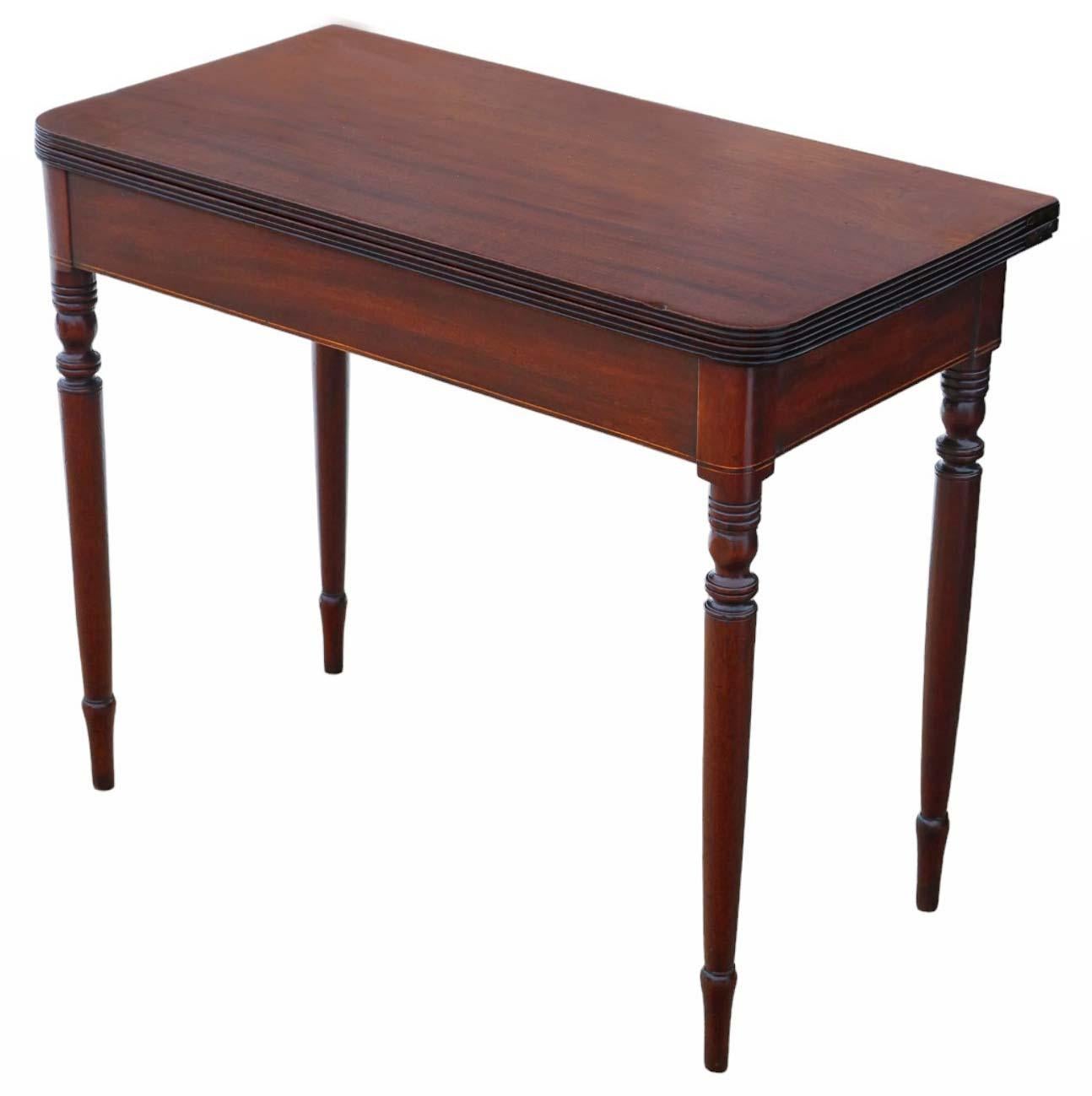 Antique Fine Quality C1800 Inlaid Mahogany Folding Card or Tea Table - Side In Good Condition For Sale In Wisbech, Cambridgeshire