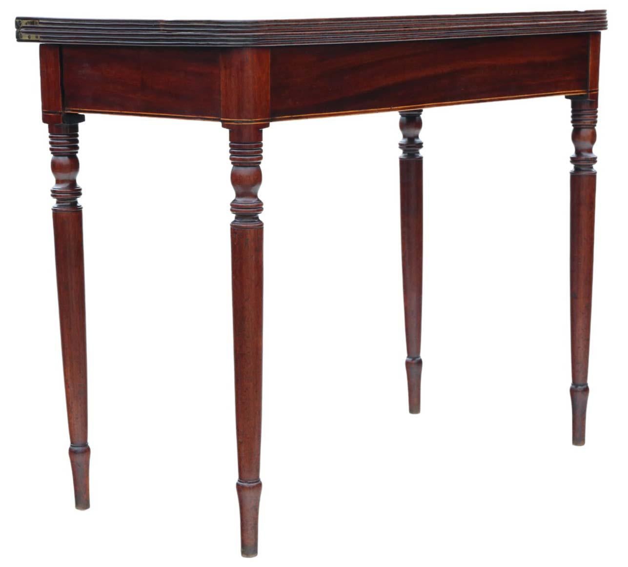 Early 19th Century Antique Fine Quality C1800 Inlaid Mahogany Folding Card or Tea Table - Side For Sale