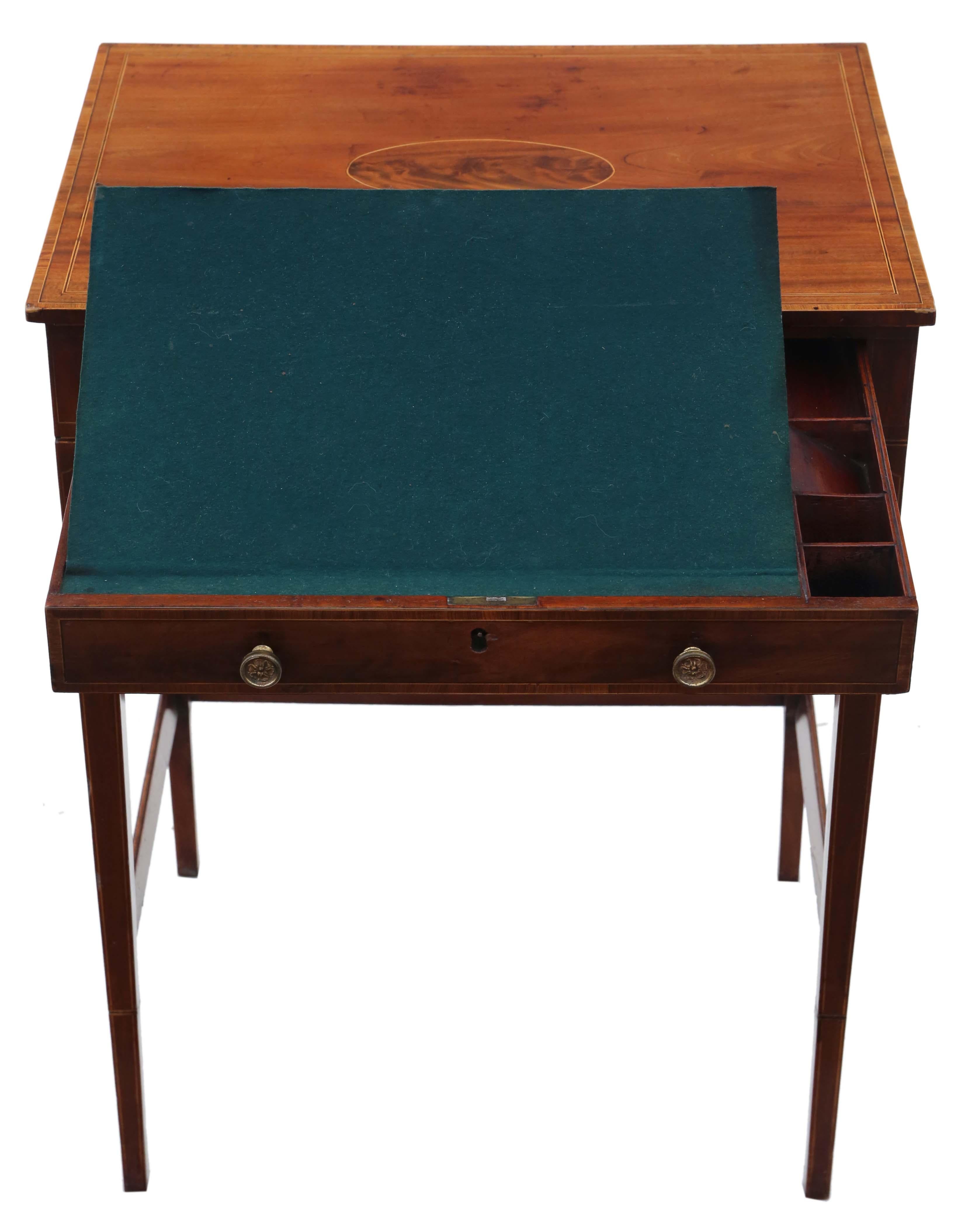 Wood Antique Fine Quality Early 19th Century Inlaid Mahogany Writing Side Table Desk For Sale