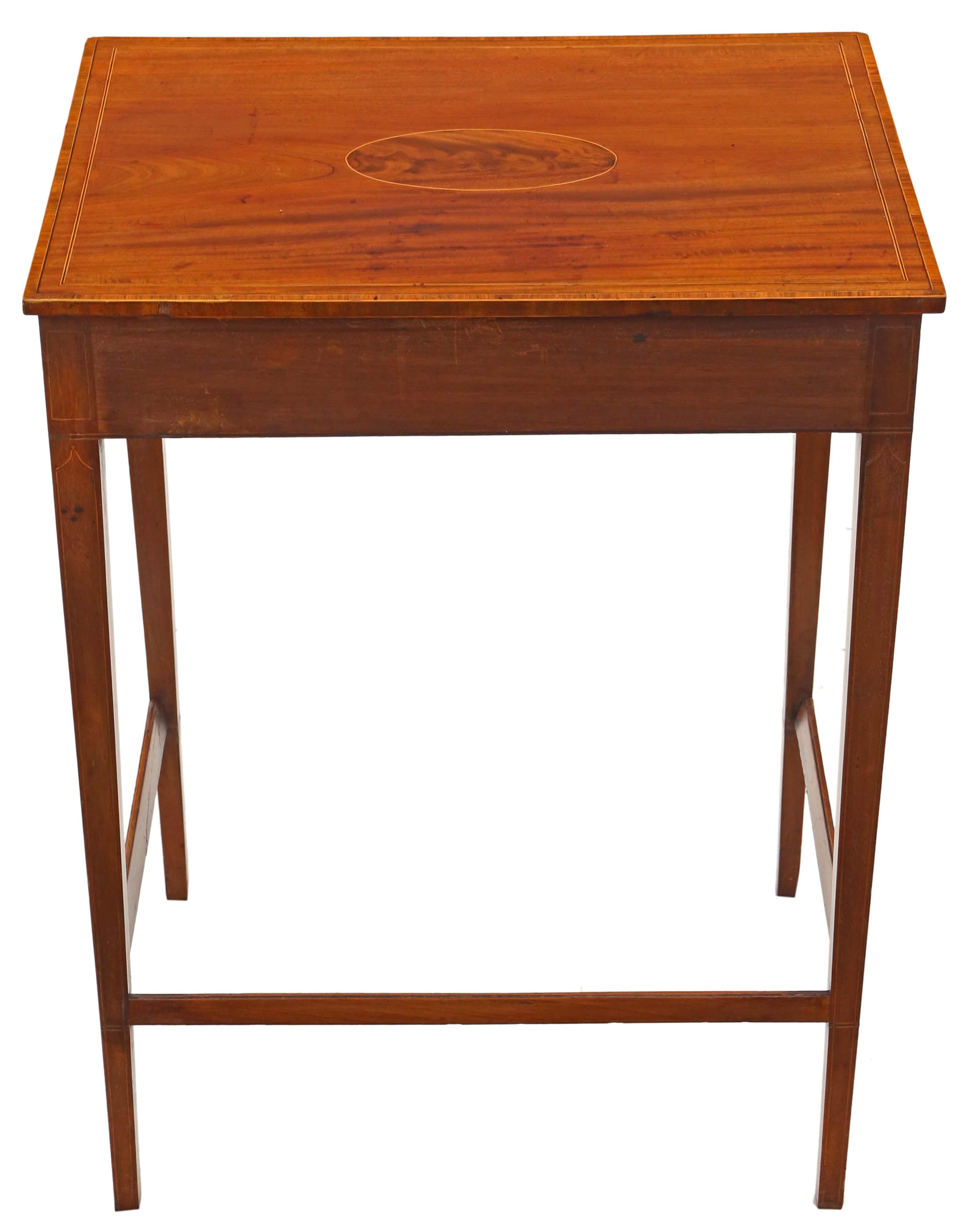 Antique Fine Quality Early 19th Century Inlaid Mahogany Writing Side Table Desk For Sale 1