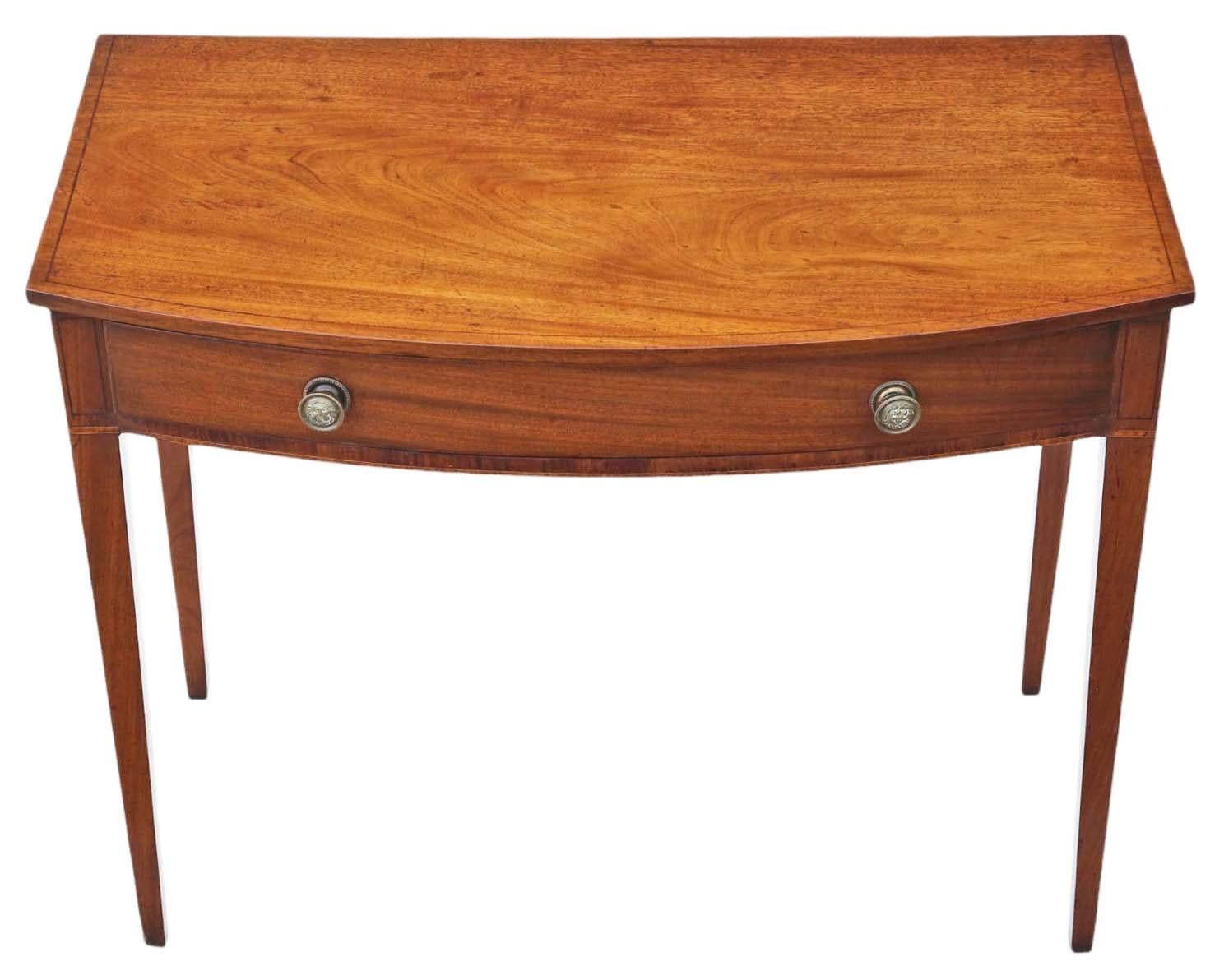 Antique Fine Quality Georgian Bow Front Mahogany Writing Dressing Table 19th C In Good Condition For Sale In Wisbech, Cambridgeshire