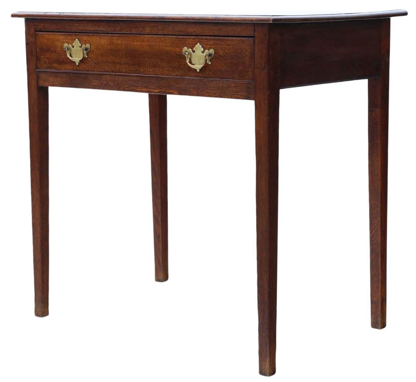 Wood Antique Fine Quality Georgian Oak Writing Dressing Side Desk Table 19th Century