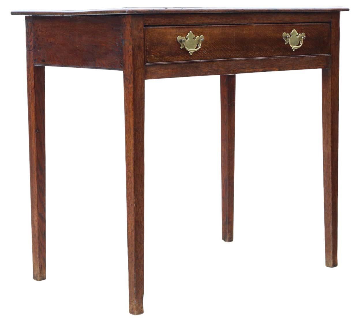 Antique Fine Quality Georgian Oak Writing Dressing Side Desk Table 19th Century 1