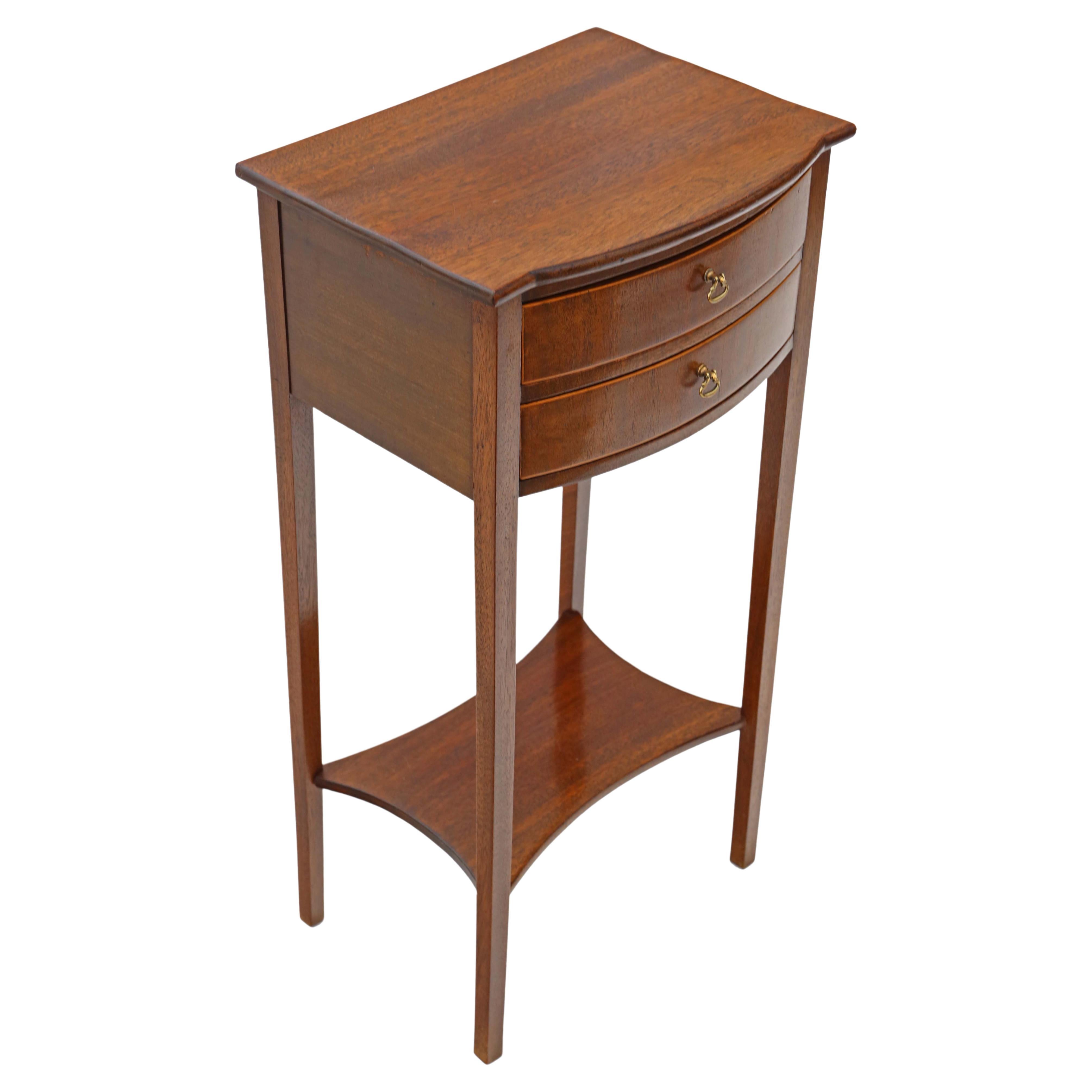  Antique fine quality Georgian revival bowfront mahogany bedside table C1910 For Sale