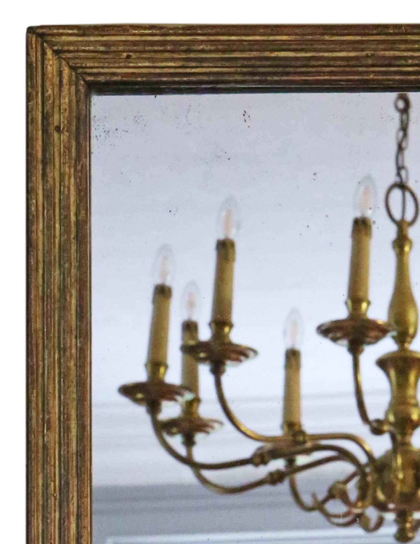 Antique fine quality gilt wall or overmantle mirror 19th Century In Fair Condition For Sale In Wisbech, Cambridgeshire