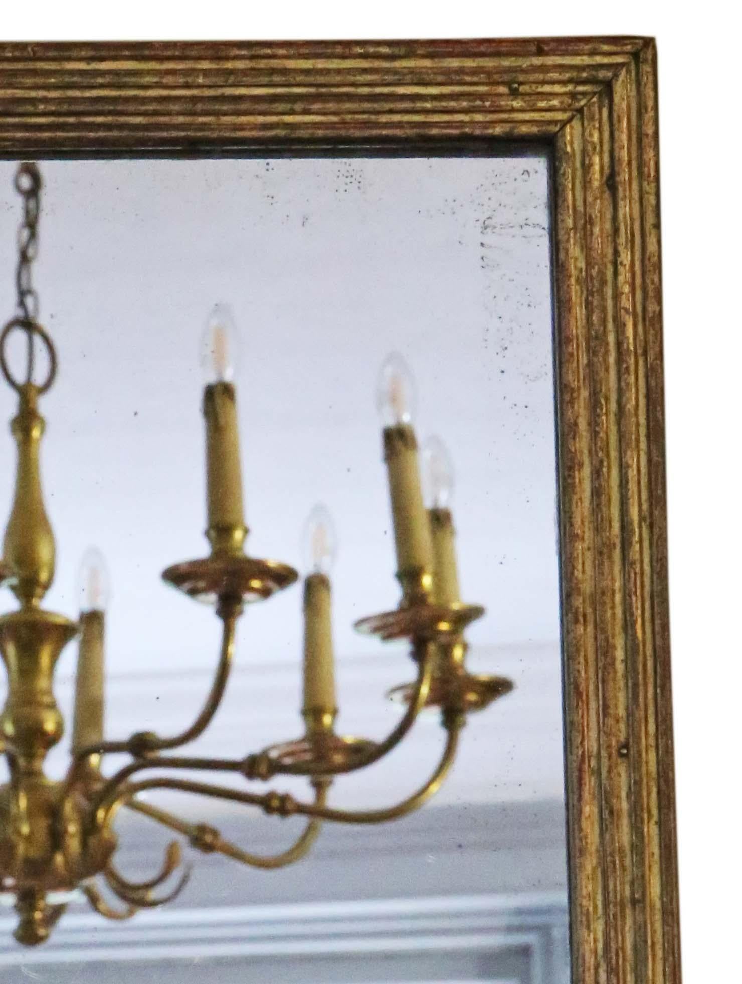 Glass Antique fine quality gilt wall or overmantle mirror 19th Century For Sale