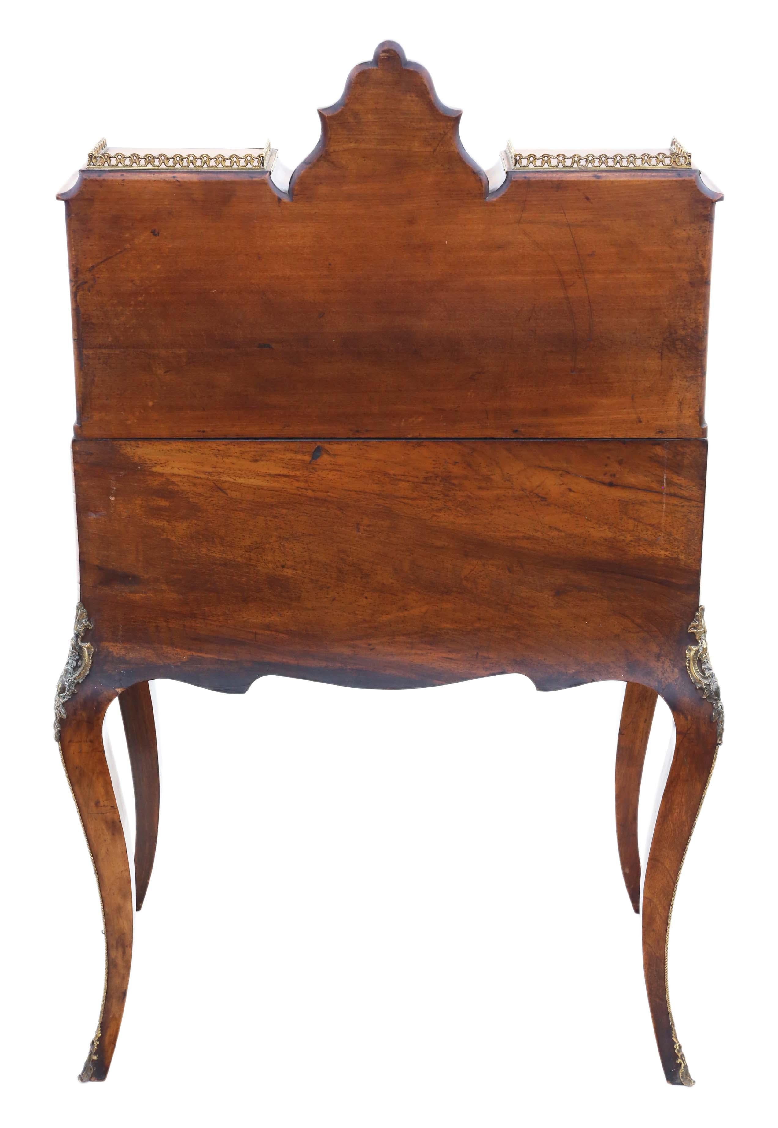Antique Fine Quality Inlaid Burr Walnut Bonheur De Jour Desk Writing Table For Sale 6