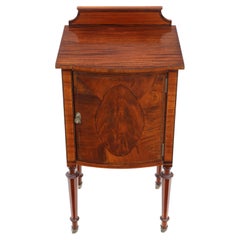Antique Fine Quality Inlaid Mahogany Bedside Table Chest Cupboard C1910