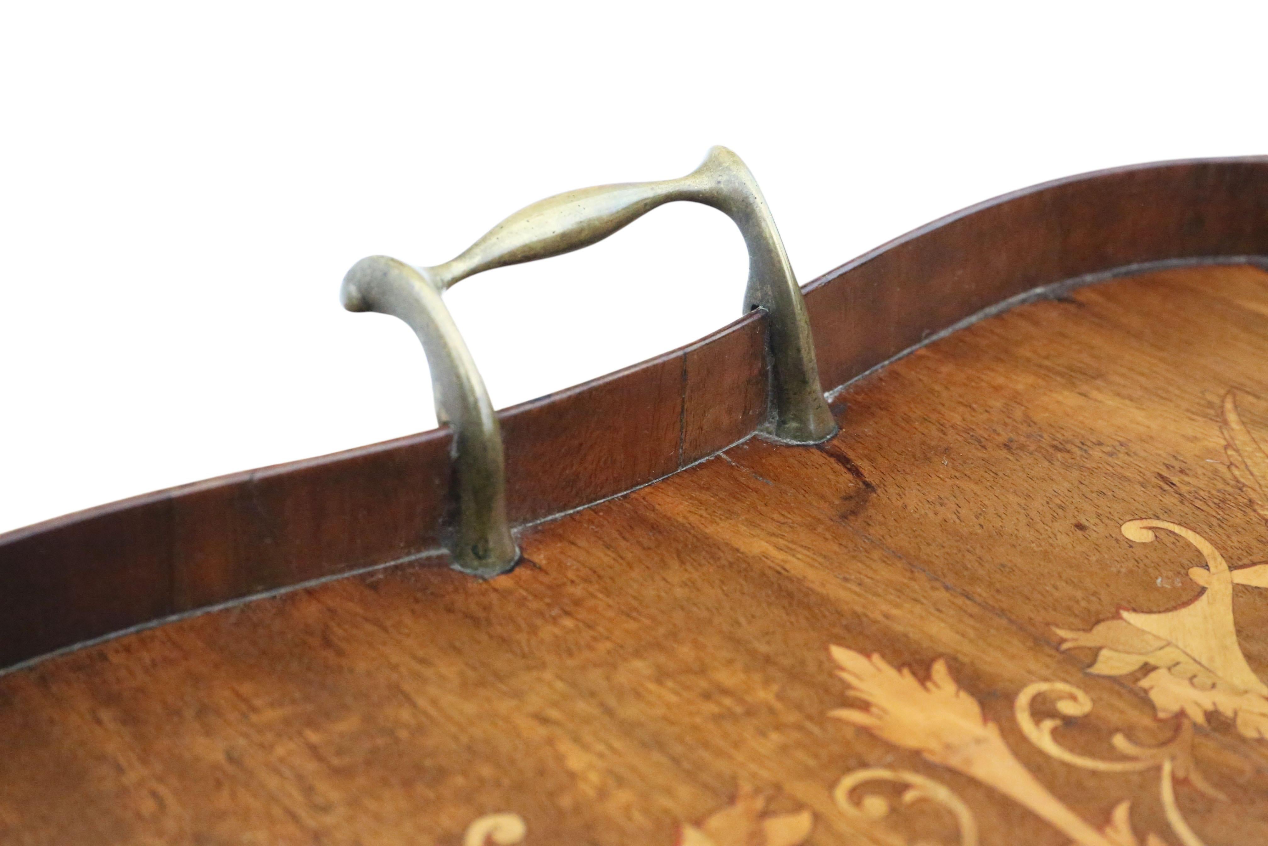 Antique Fine Quality Inlaid Mahogany Serving Tray – c.1900 In Good Condition For Sale In Wisbech, Cambridgeshire