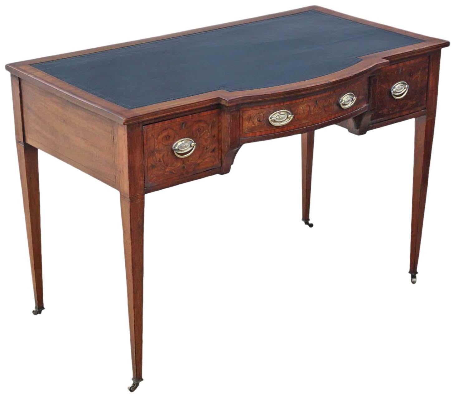 Ancienne table à écrire en acajou marqueté de belle qualité Bureau du 19ème siècle Bon état - En vente à Wisbech, Cambridgeshire