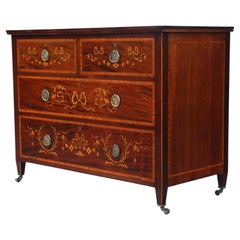 Antique fine quality Inlaid marquetry mahogany chest of drawers C1910