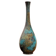 Antique fine quality Japanese period rare Murashido Bronze vase C1970 blue green