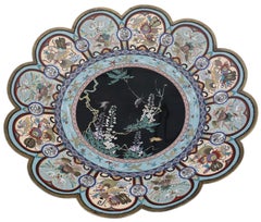 Antique Fine Quality Large Meiji Oriental Japanese Cloisonne Charger Plate