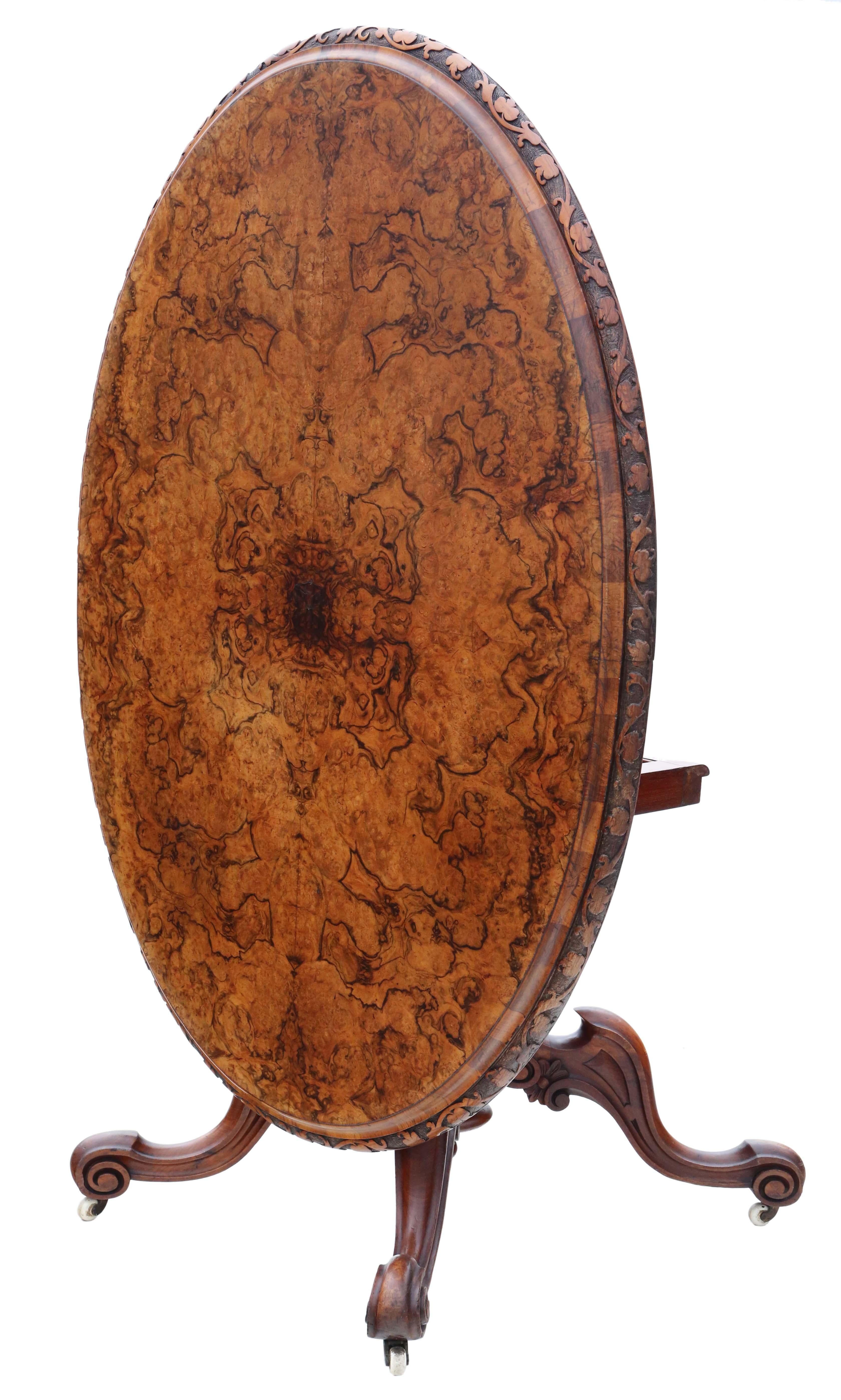 Antique Fine Quality Large 19th Century Victorian Burr Walnut Breakfast Table In Good Condition For Sale In Wisbech, Cambridgeshire