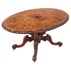 Antiker großer viktorianischer Frühstückstisch aus Wurzelnussholz in guter Qualität des 19.