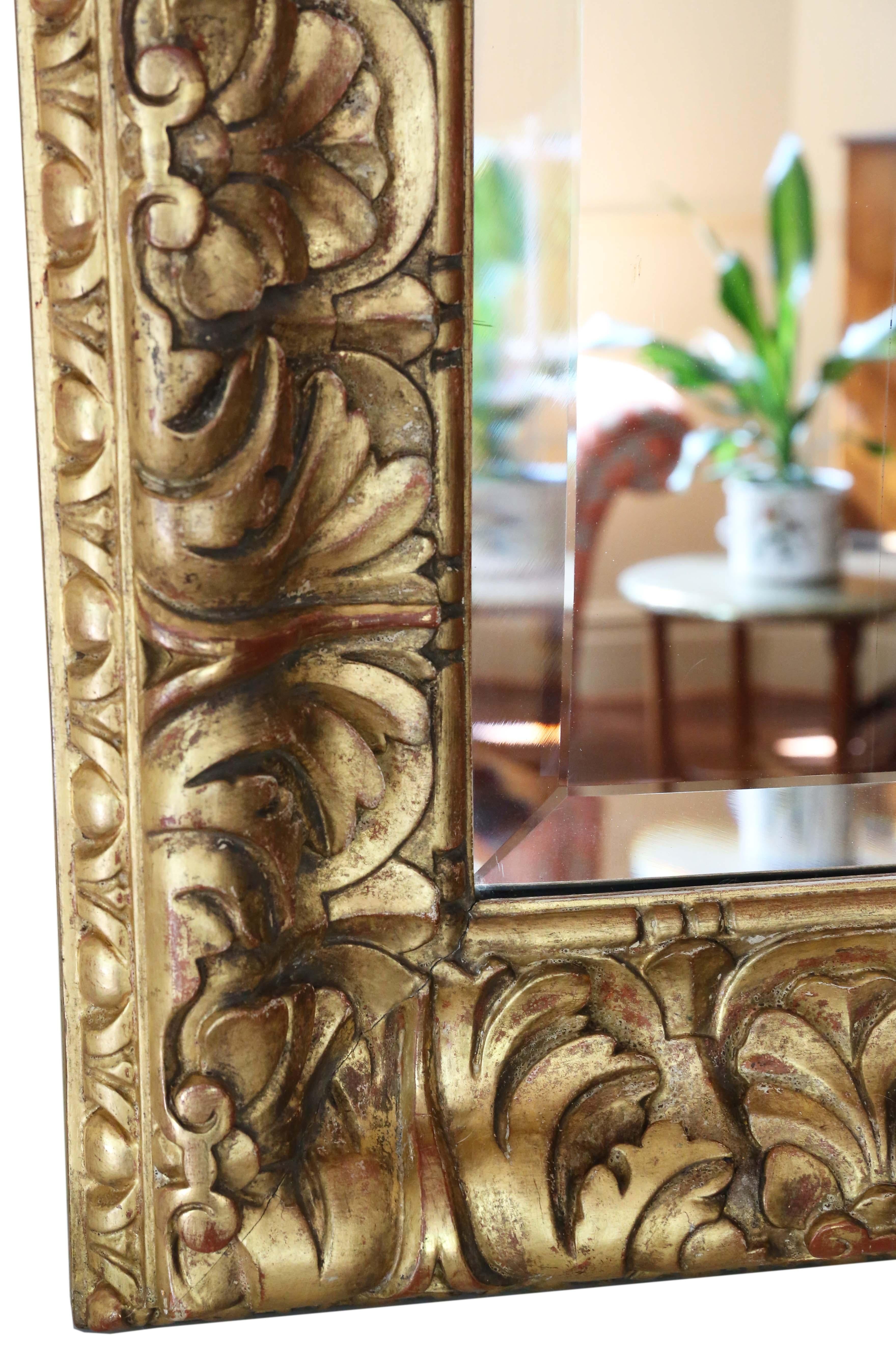 Antique fine quality large gilt 19th Century overmantle or wall mirror In Good Condition For Sale In Wisbech, Cambridgeshire