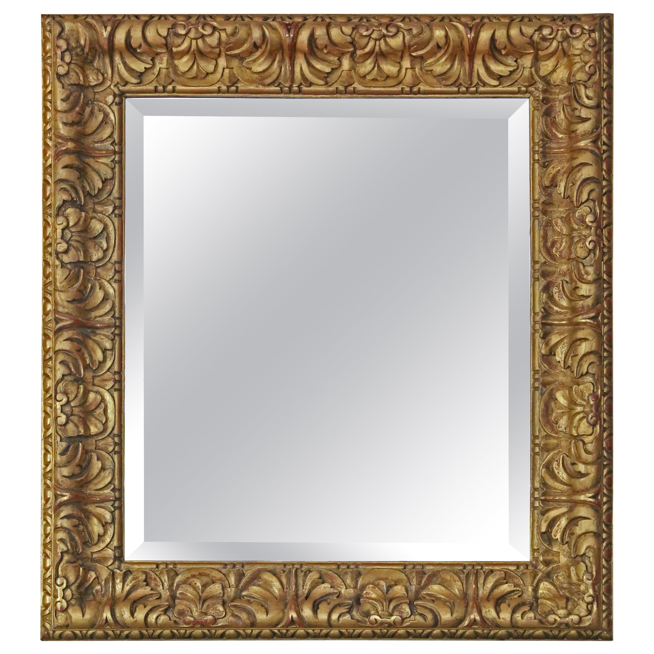 Grand miroir mural ancien de qualité supérieure, datant du 19ème siècle, avec surmonture dorée